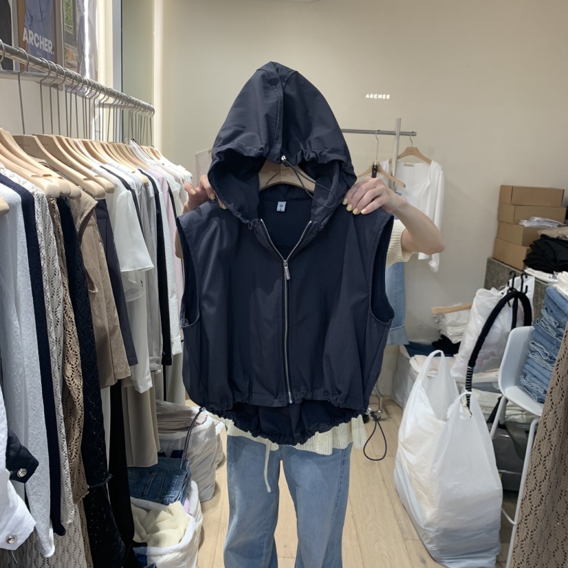 ARCHER東大門代購女裝新款時尚26春夏人氣馬甲拉鏈連帽衫ARCHER馬甲圖色2