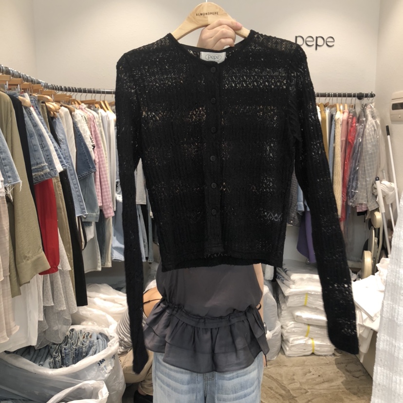 ALMOND PEPE韓國直郵女士新款真品推薦長袖T恤羊毛衫開襟ALMOND PEPE長袖T恤圖色2