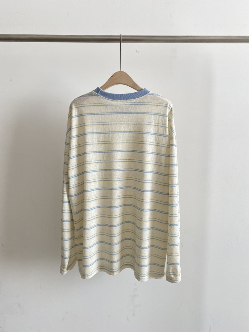 COCOMATON韓國直郵實拍女裝新款26春夏職業長袖T恤亞麻條紋COCOMATON長袖T恤