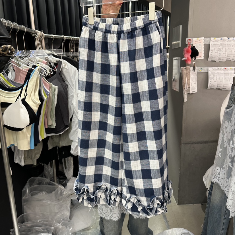 MOMAZU韓國直郵實拍女裝新款26春夏熱賣人氣時尚休閑褲條紋MOMAZU休閑褲圖色2藍色