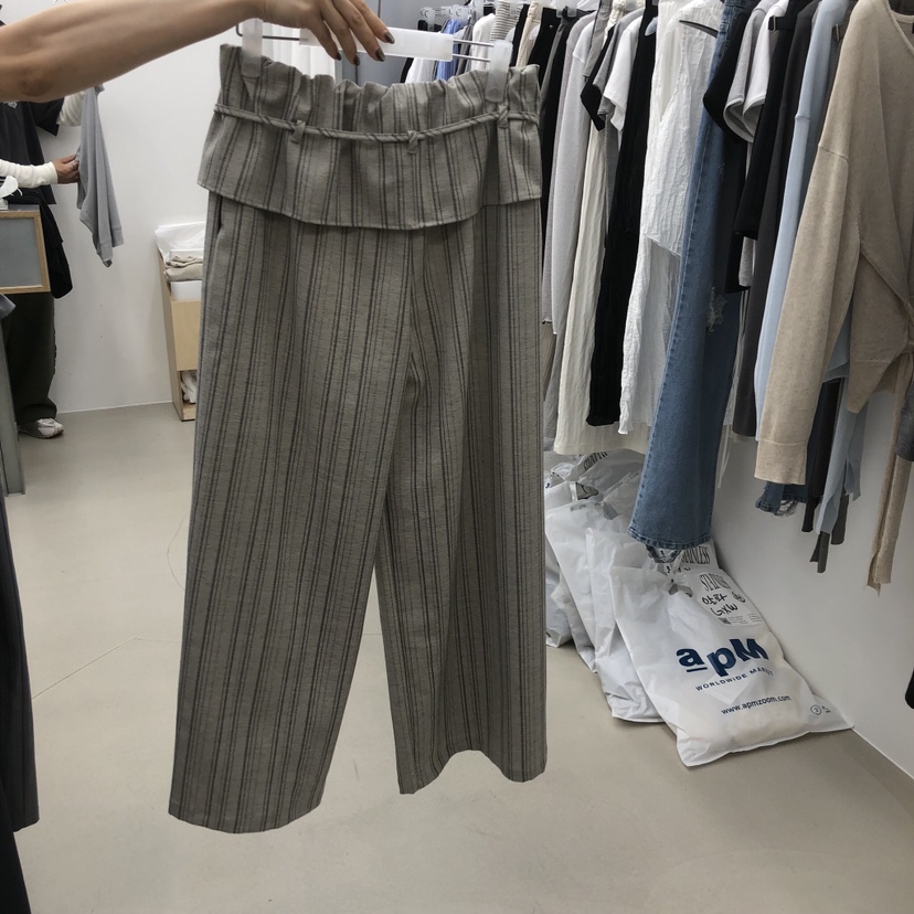 STAINLESS韓國代購女裝新品26春夏職業真品休閑褲喇叭條紋STAINLESS休閑褲