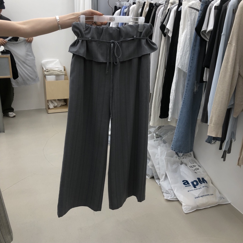 STAINLESS韓國代購女裝新品26春夏職業真品休閑褲喇叭條紋STAINLESS休閑褲圖色2