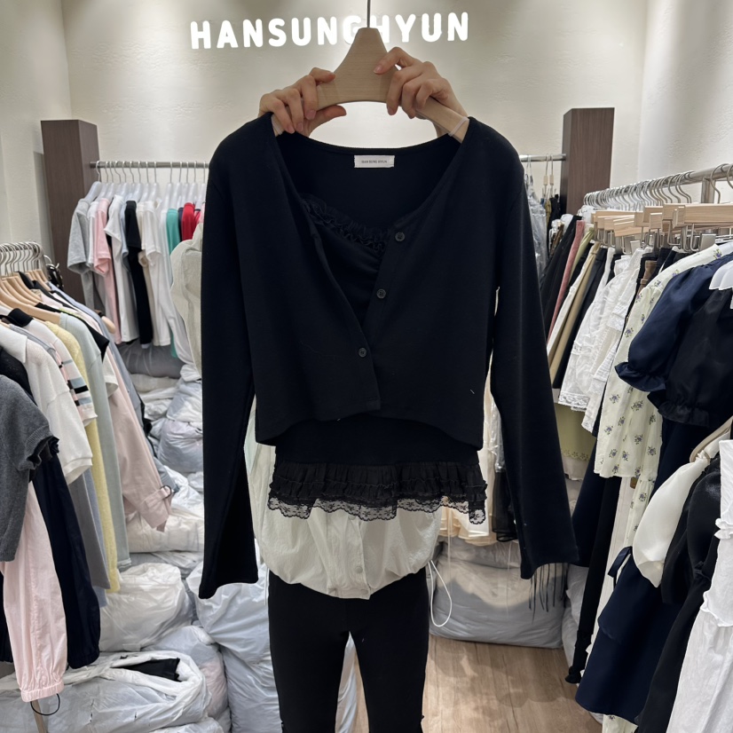 HANSUNGHYUN東大門代購女士新品真品時尚套裝套裝蕾絲開衫HANSUNGHYUN套裝圖色2