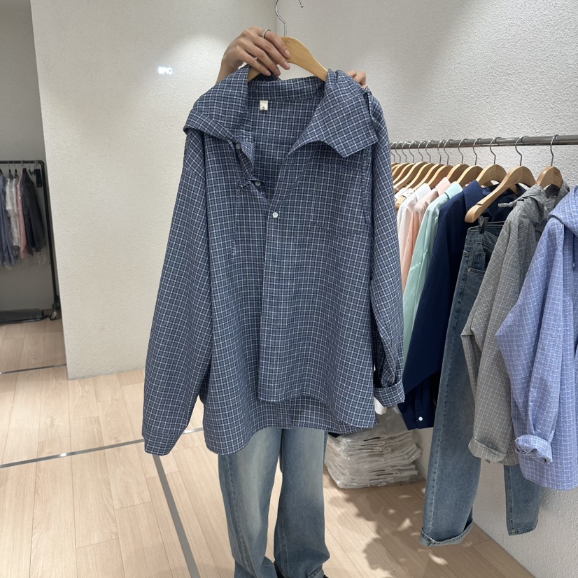 EPIC-S韓國直郵女裝新款人氣時尚職業襯衫蕾絲衫連帽衫格子EPIC-S襯衫/蕾絲衫圖色2