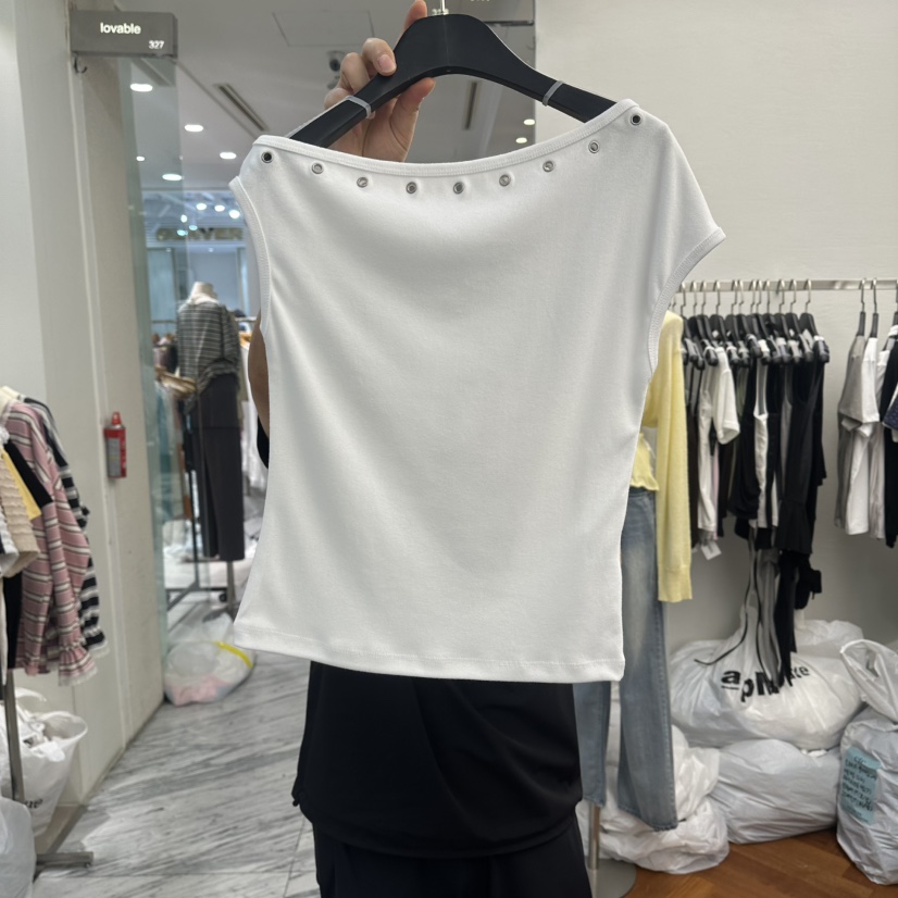 MOANA/ETC韓國代購女裝新品26春夏推薦休閑真品T恤不對稱MOANA/ETCT恤圖色1