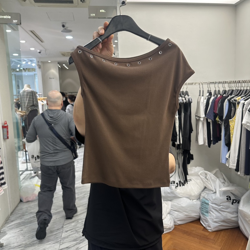 MOANA/ETC韓國代購女裝新品26春夏推薦休閑真品T恤不對稱MOANA/ETCT恤圖色3