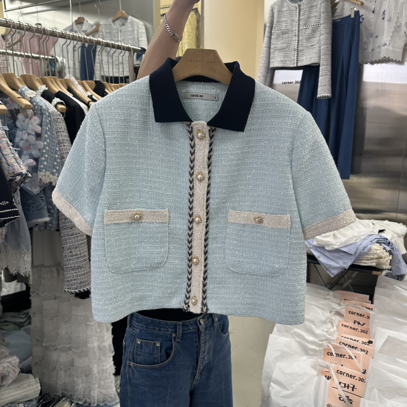 CORNER韓國直郵女裝新品真品熱賣推薦人氣休閑夾克粗花呢CORNER.302夾克圖色2