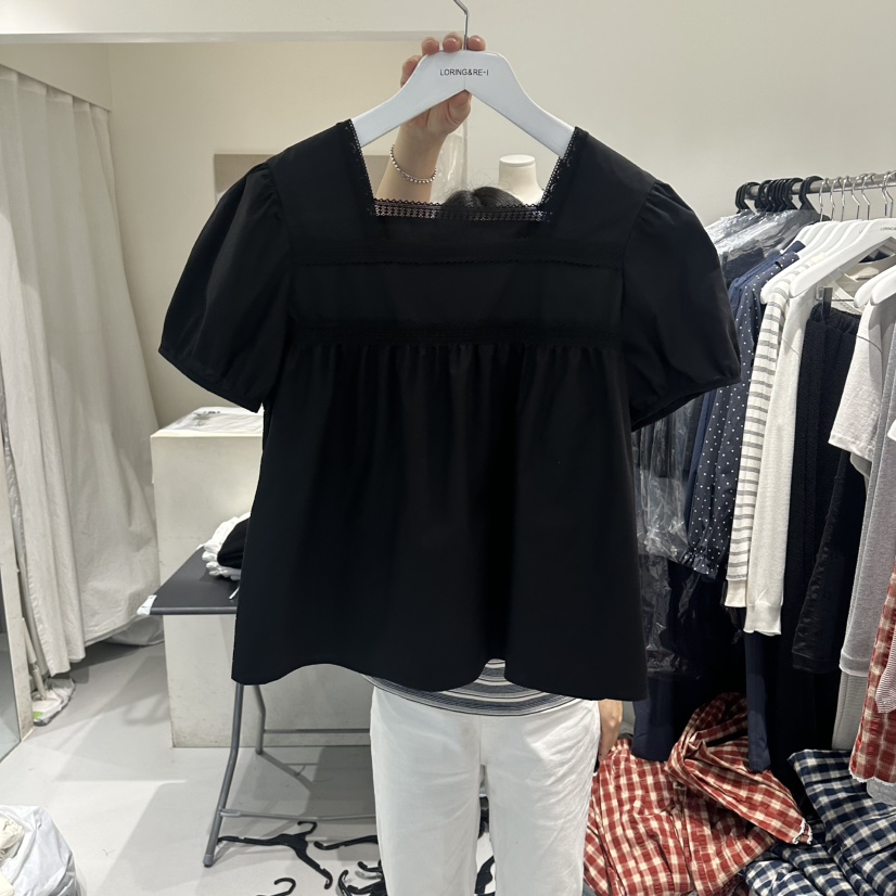 LORING RE I東大門實拍女裝新品休閑熱賣襯衫蕾絲衫蕾絲LORING RE-I/BARE襯衫/蕾絲衫圖色2