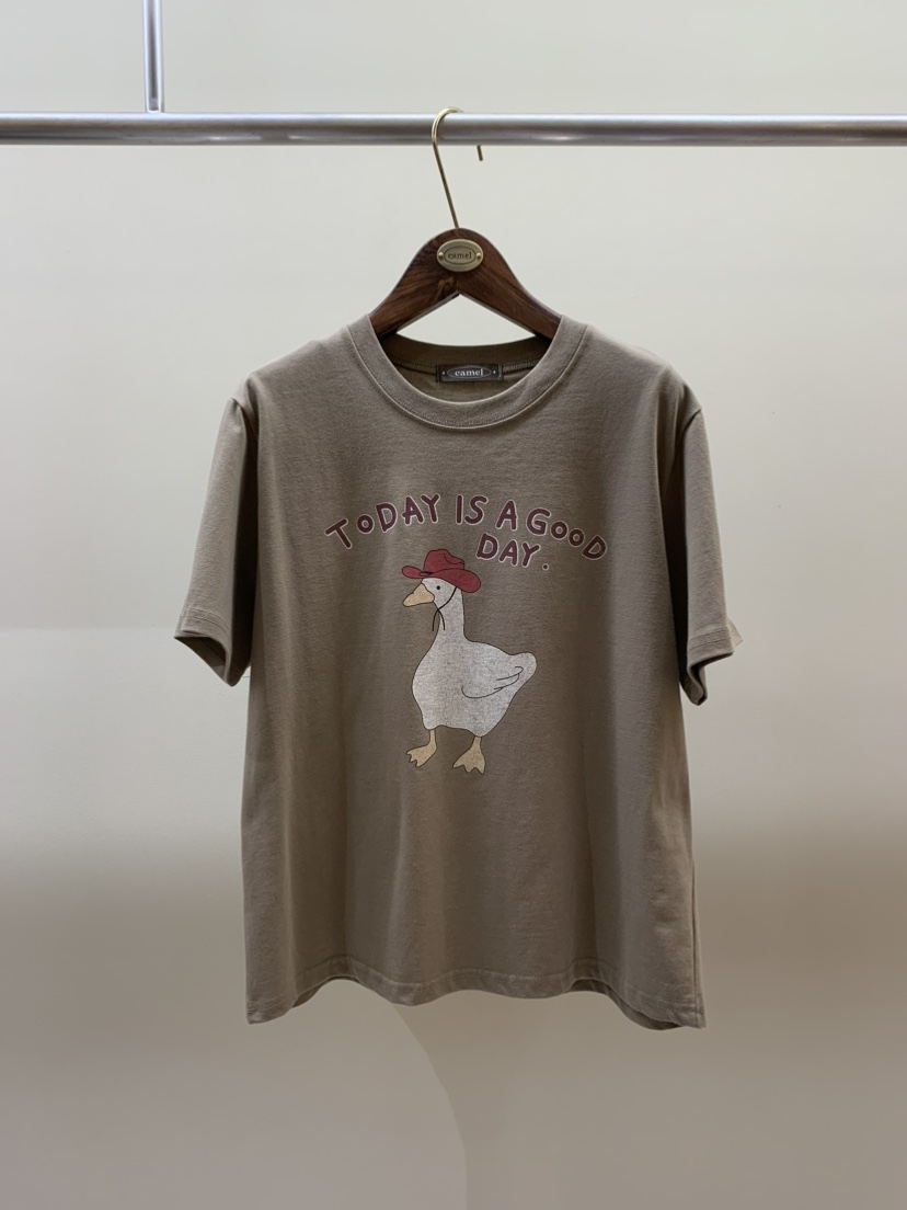 CAMEL-P韓國直郵實拍女士新款時尚T恤鴨Came_l 家T恤圖色1
