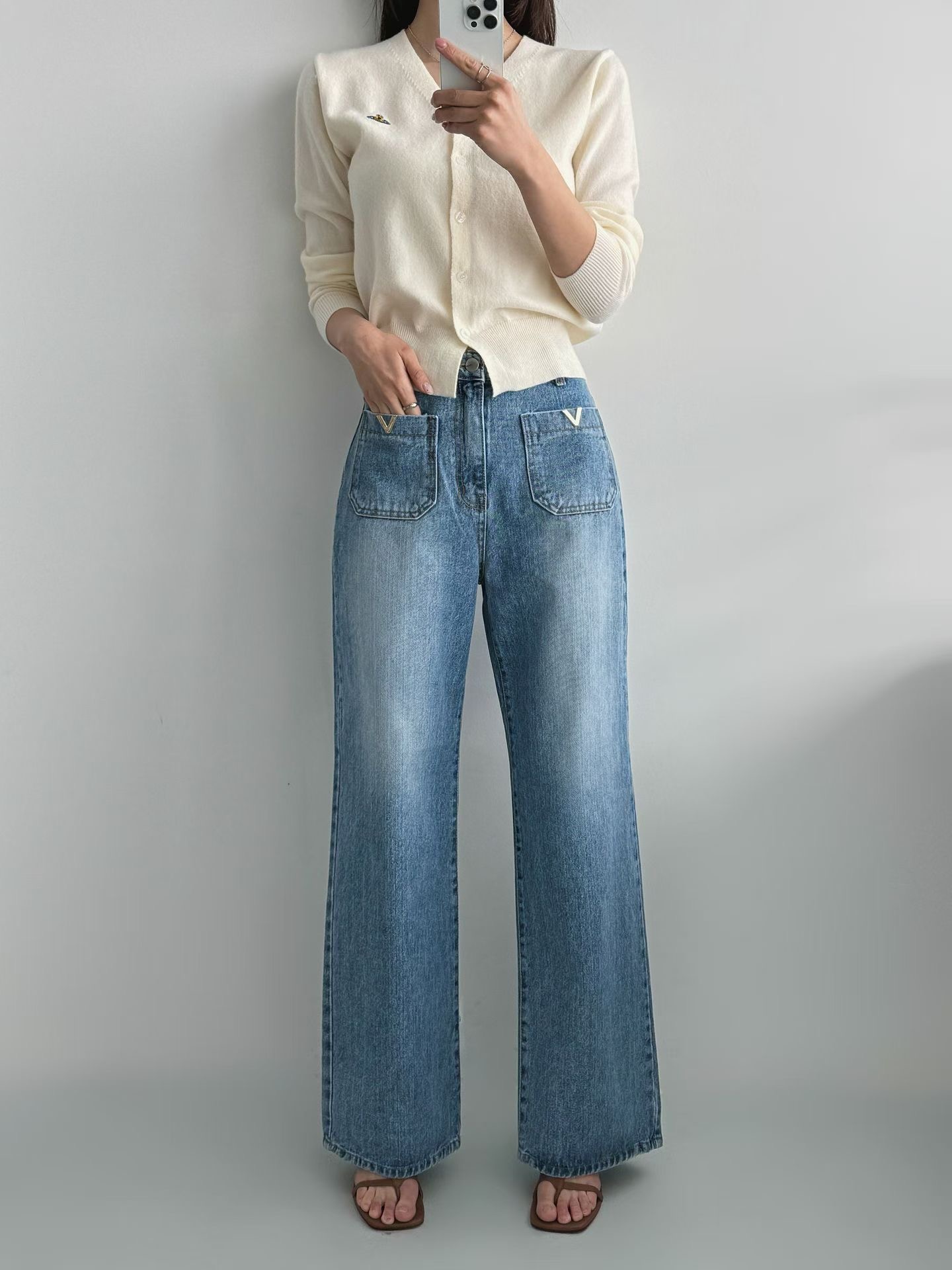 BLOCK韓國東大門直郵女裝新款推薦人氣熱賣職業時尚牛仔褲BLOCK牛仔褲