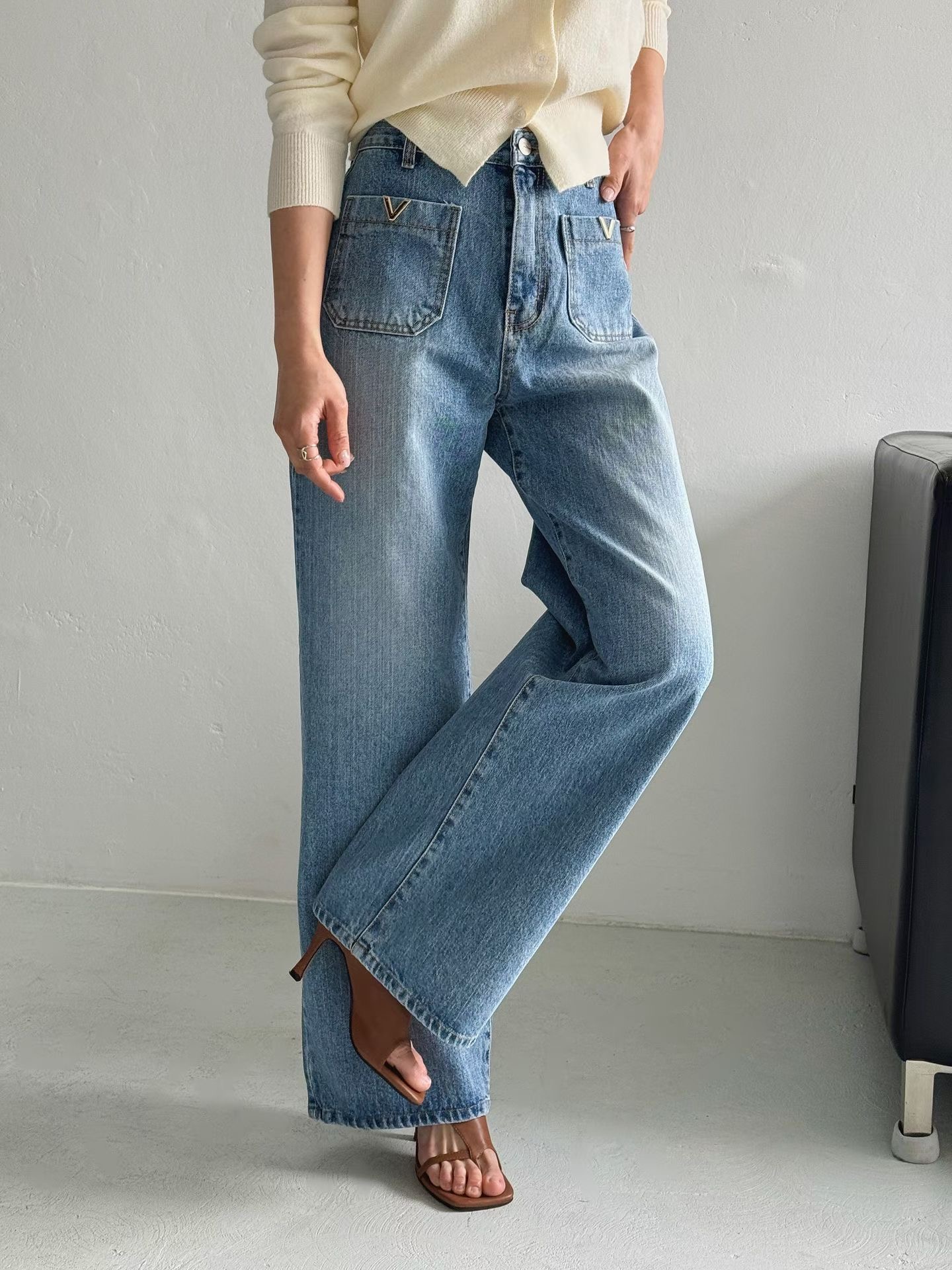 BLOCK韓國東大門直郵女裝新款推薦人氣熱賣職業時尚牛仔褲BLOCK牛仔褲圖色1