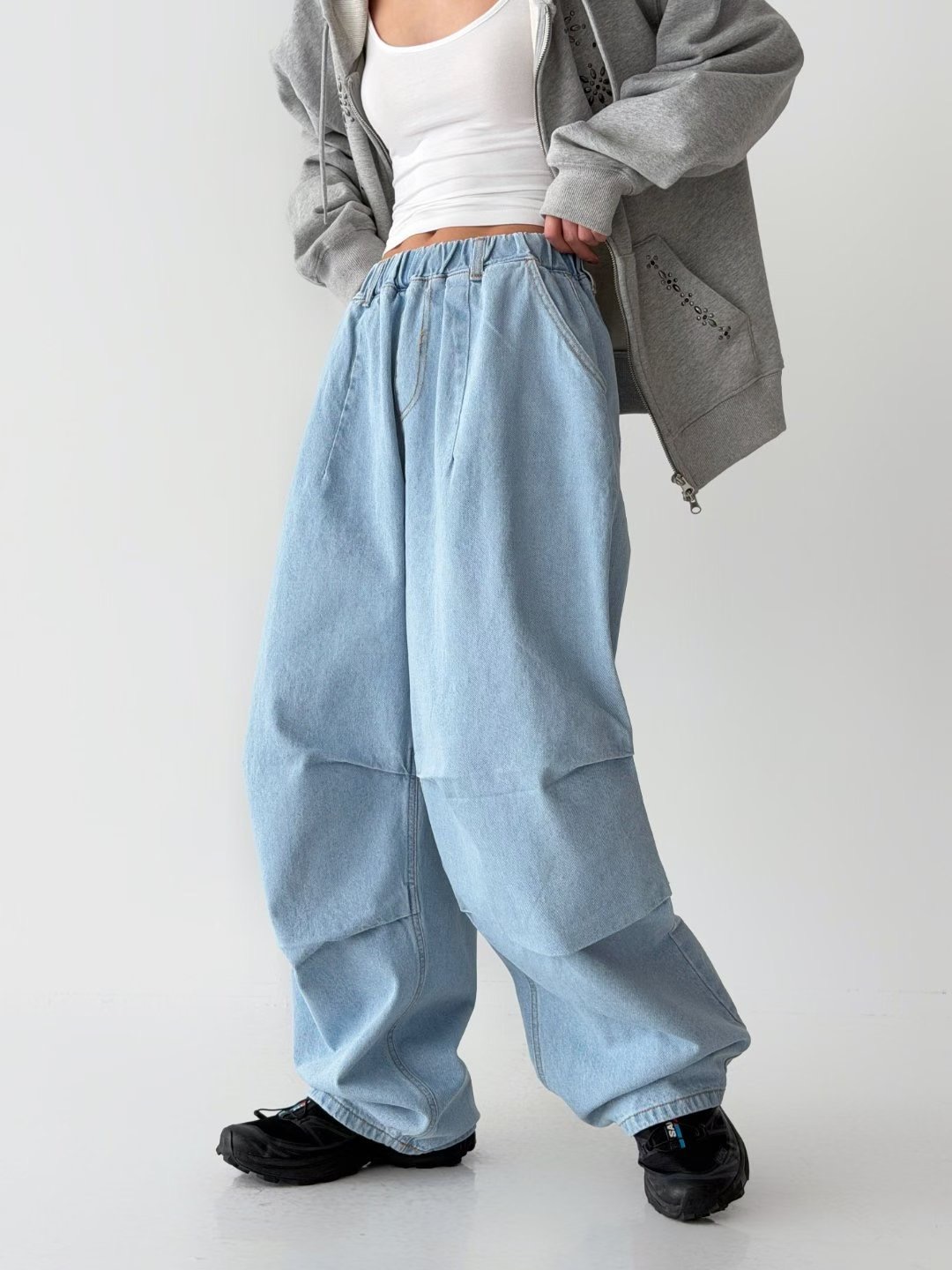 BLOCK韓國直郵實拍女裝新款人氣休閑熱賣推薦時尚職業牛仔褲BLOCK牛仔褲