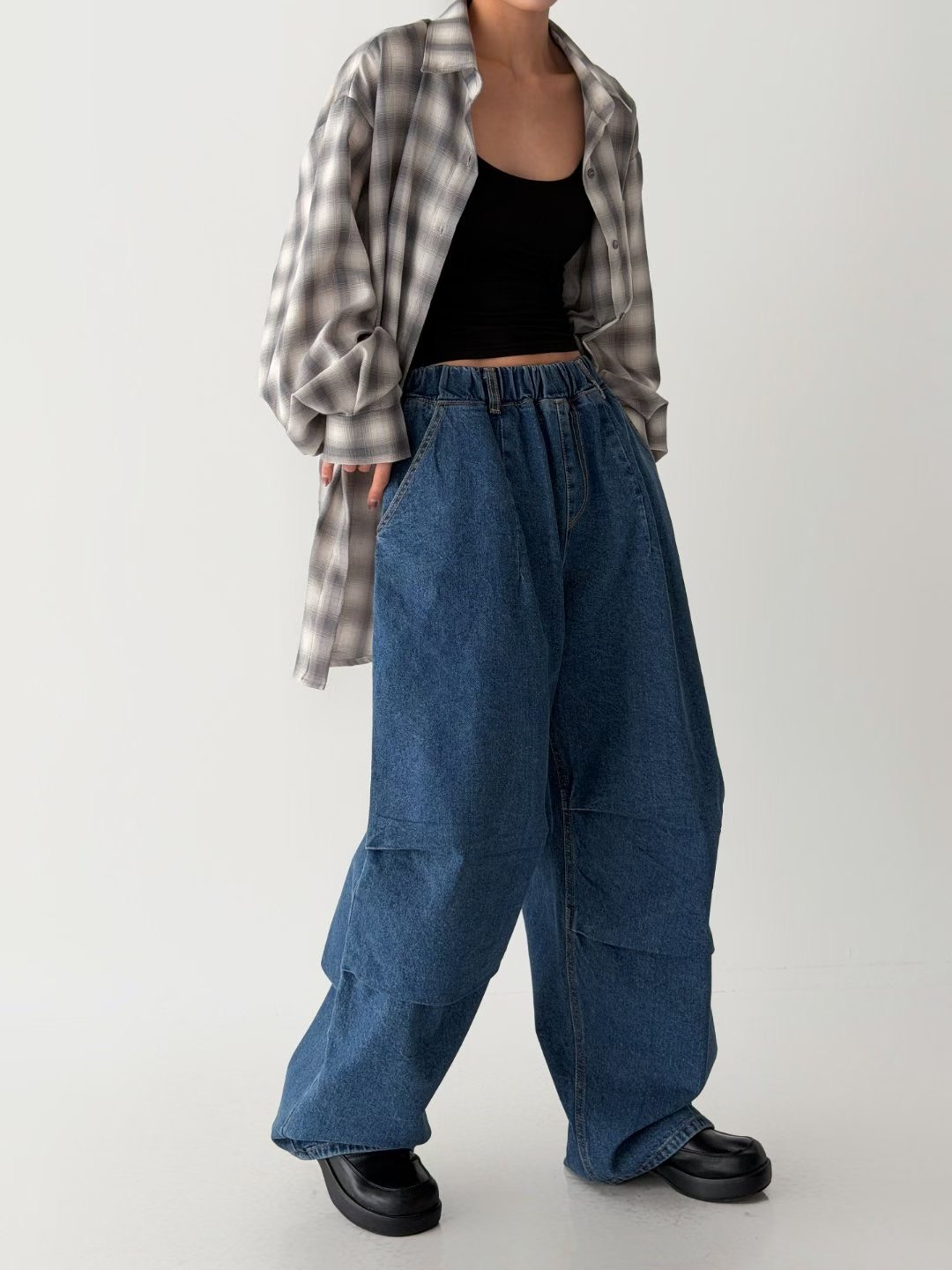 BLOCK韓國直郵實拍女裝新款人氣休閑熱賣推薦時尚職業牛仔褲BLOCK牛仔褲