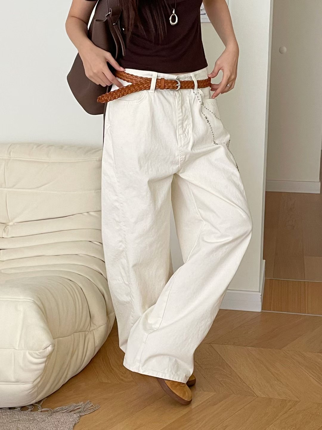 BLOCK韓國東大門直郵女士新款推薦職業人氣牛仔褲不含腰帶BLOCK牛仔褲