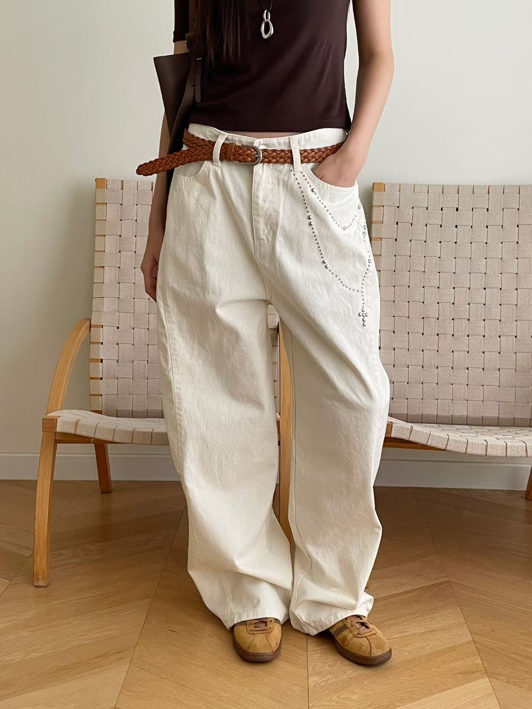 BLOCK韓國東大門直郵女士新款推薦職業人氣牛仔褲不含腰帶BLOCK牛仔褲圖色1