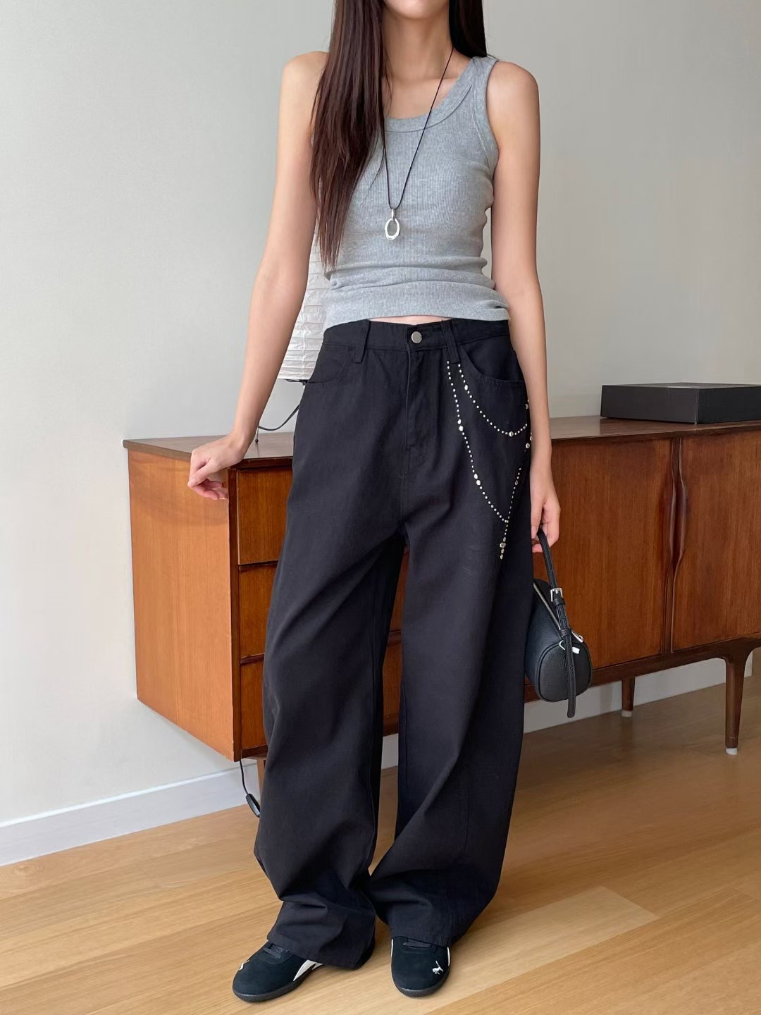 BLOCK韓國東大門直郵女士新款推薦職業人氣牛仔褲不含腰帶BLOCK牛仔褲圖色2