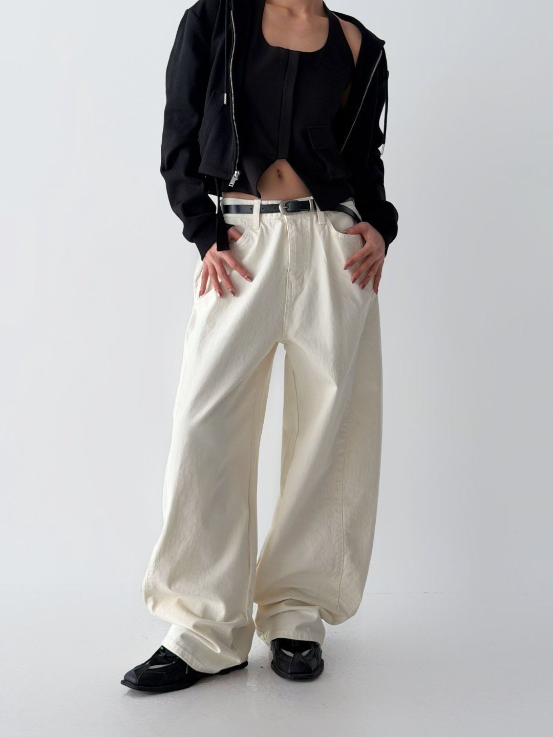 BLOCK韓國代購女士新款休閑時尚人氣熱賣26春夏牛仔褲不含腰帶BLOCK牛仔褲