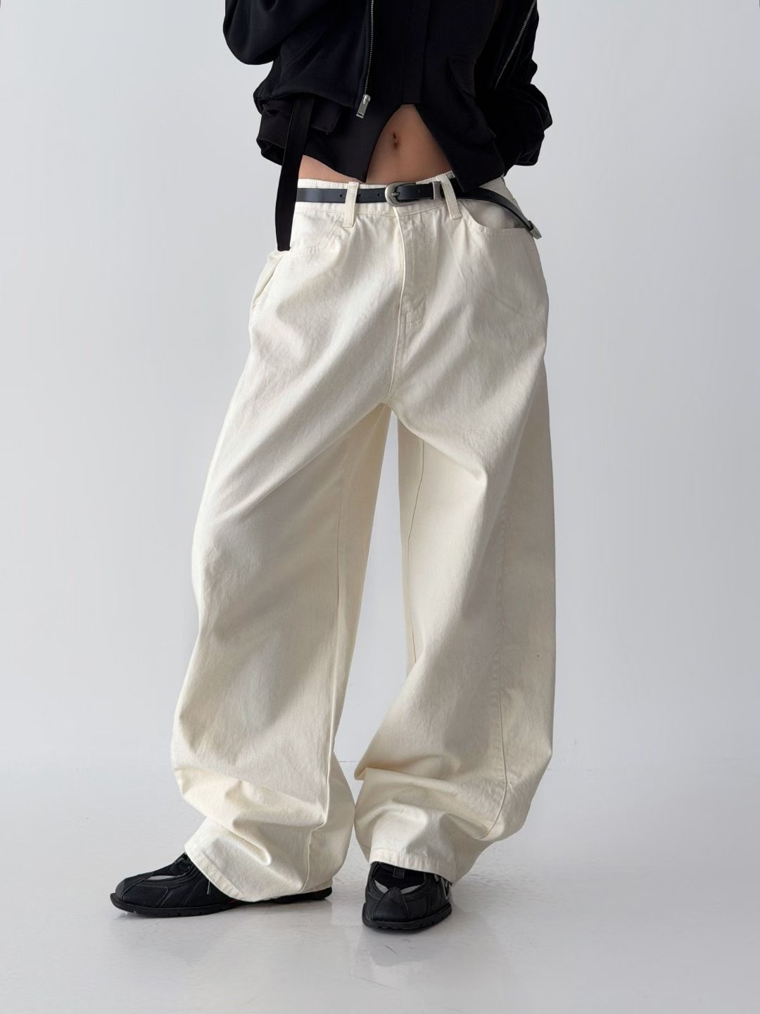 BLOCK韓國代購女士新款休閑時尚人氣熱賣26春夏牛仔褲不含腰帶BLOCK牛仔褲圖色1