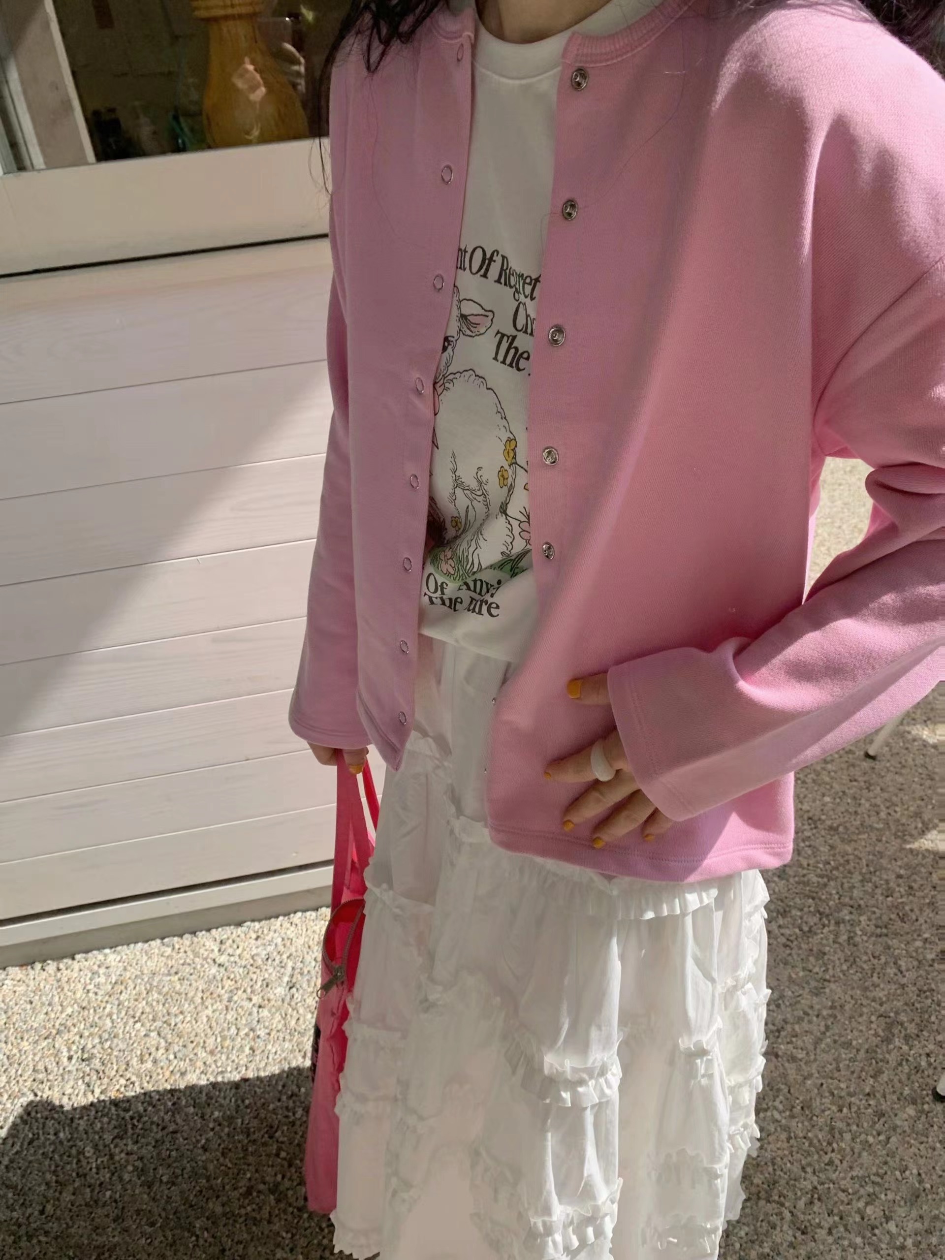 4PI韓國東大門直郵女士新款26春夏職業長袖T恤羊毛衫開襟4PI長袖T恤