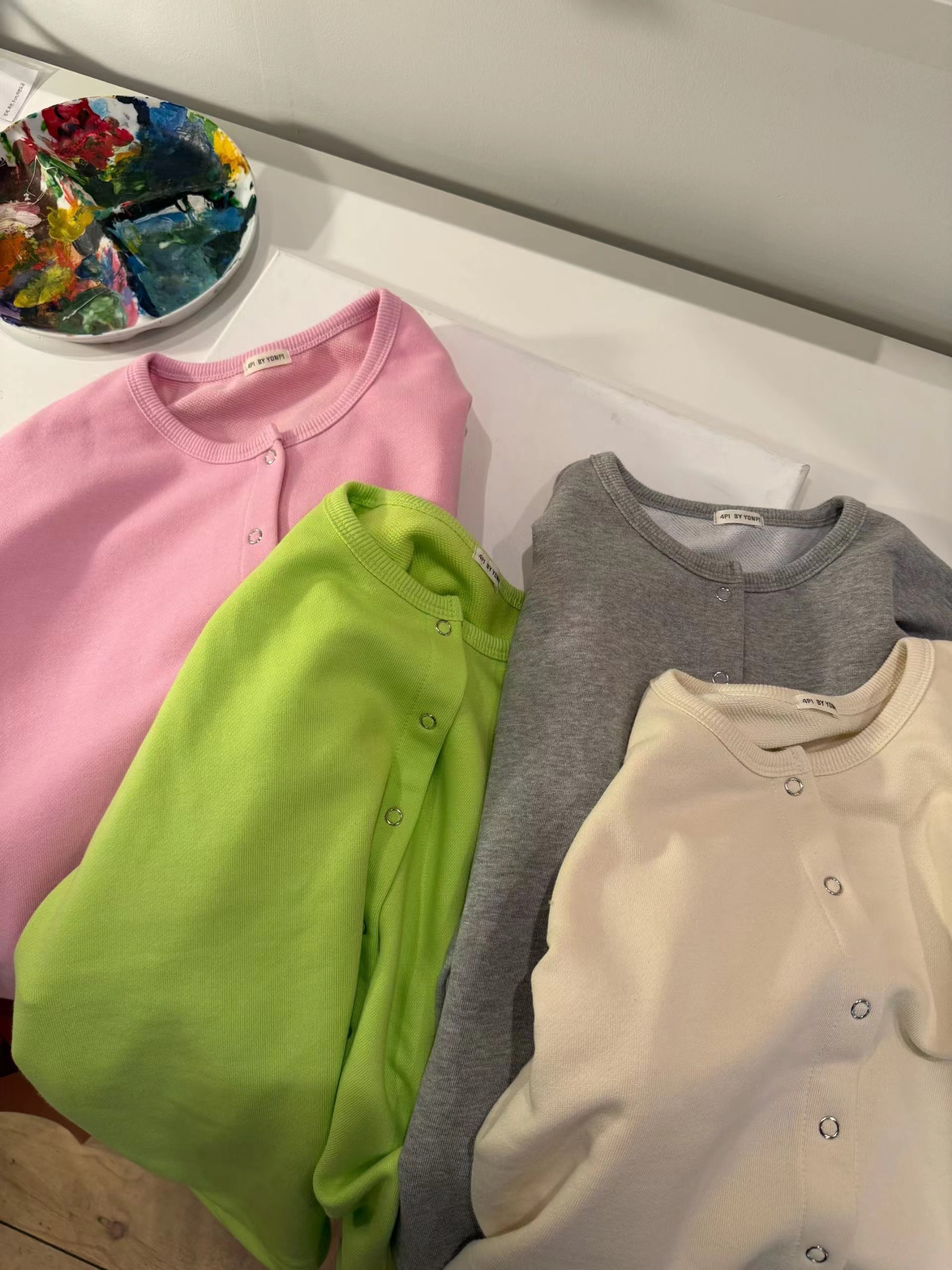 4PI韓國東大門直郵女士新款26春夏職業長袖T恤羊毛衫開襟4PI長袖T恤