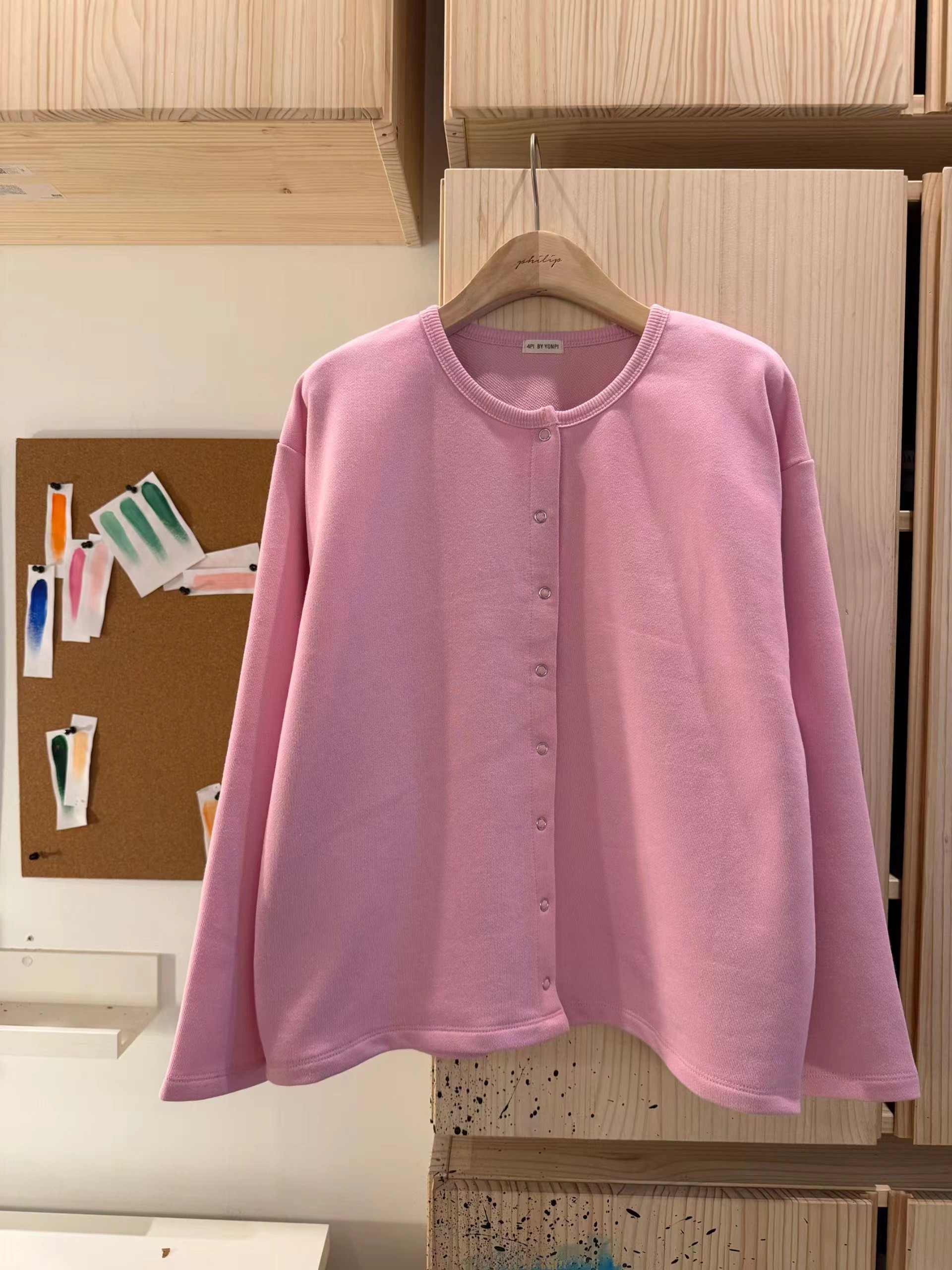 4PI韓國東大門直郵女士新款26春夏職業長袖T恤羊毛衫開襟4PI長袖T恤圖色4