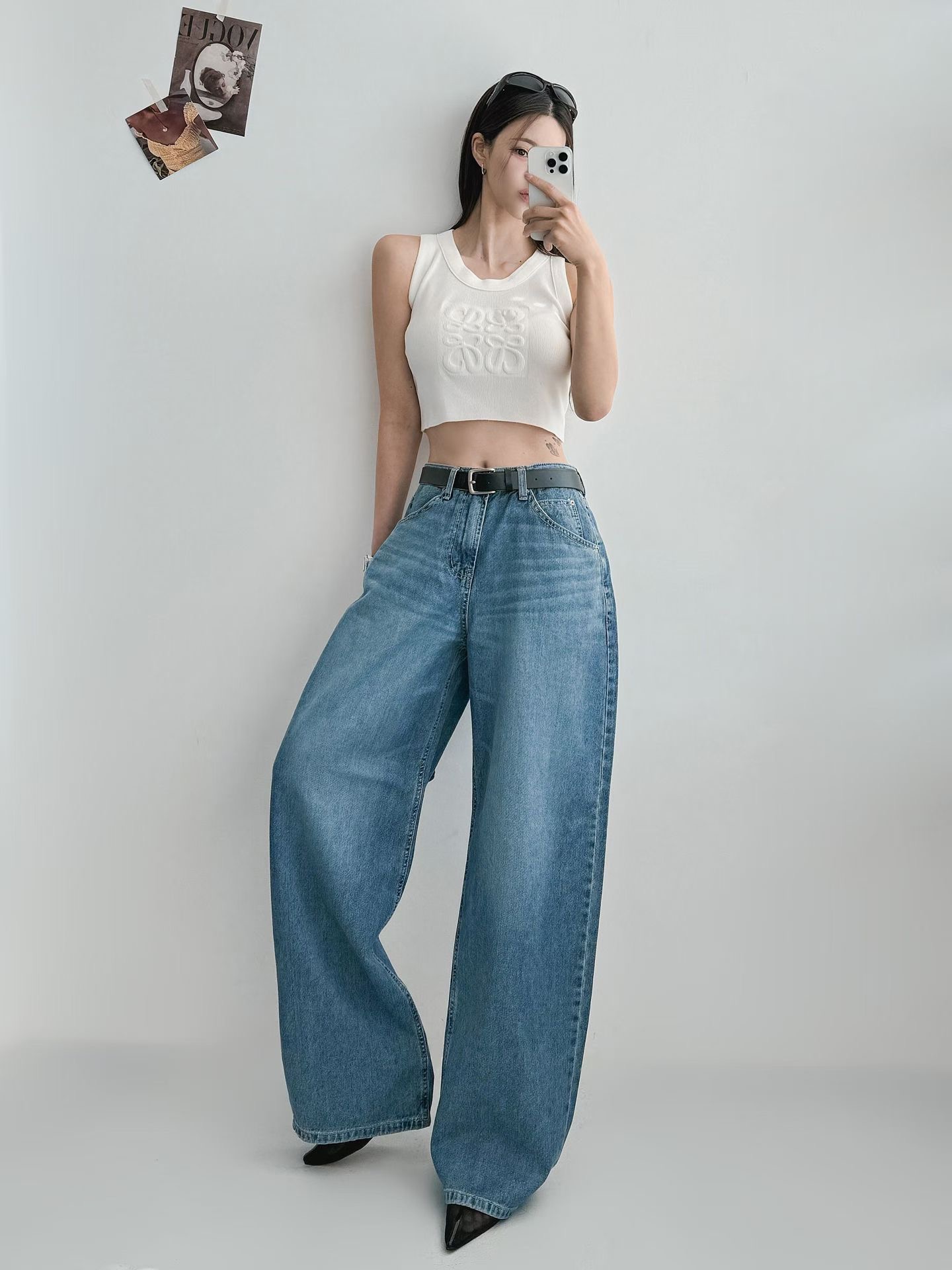 BLOCK韓國代購女士新品休閑職業26春夏人氣熱賣時尚牛仔褲BLOCK牛仔褲