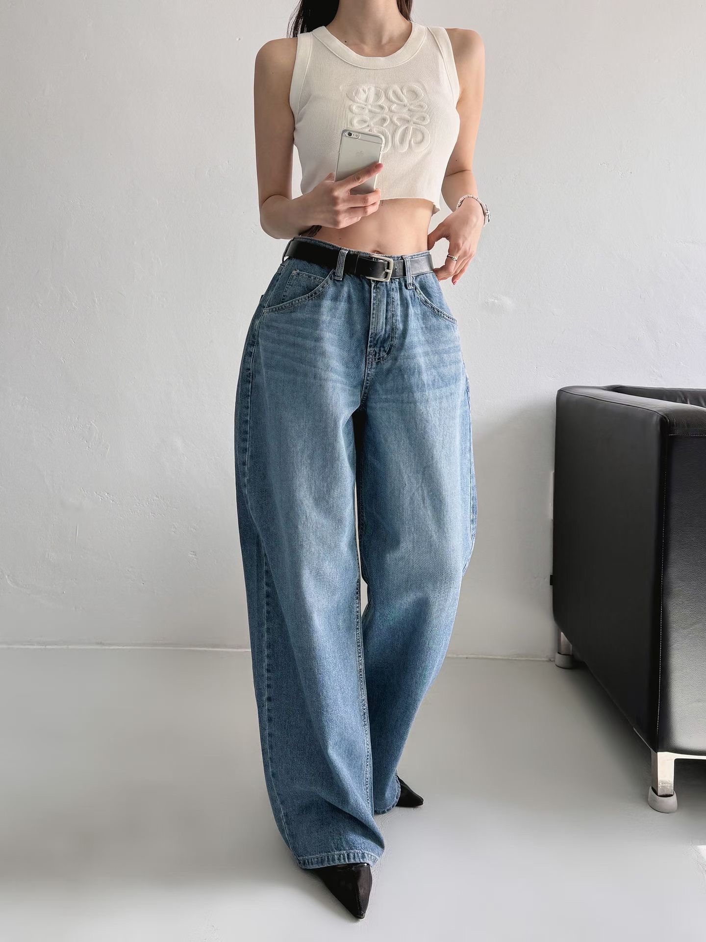 BLOCK韓國代購女士新品休閑職業26春夏人氣熱賣時尚牛仔褲BLOCK牛仔褲