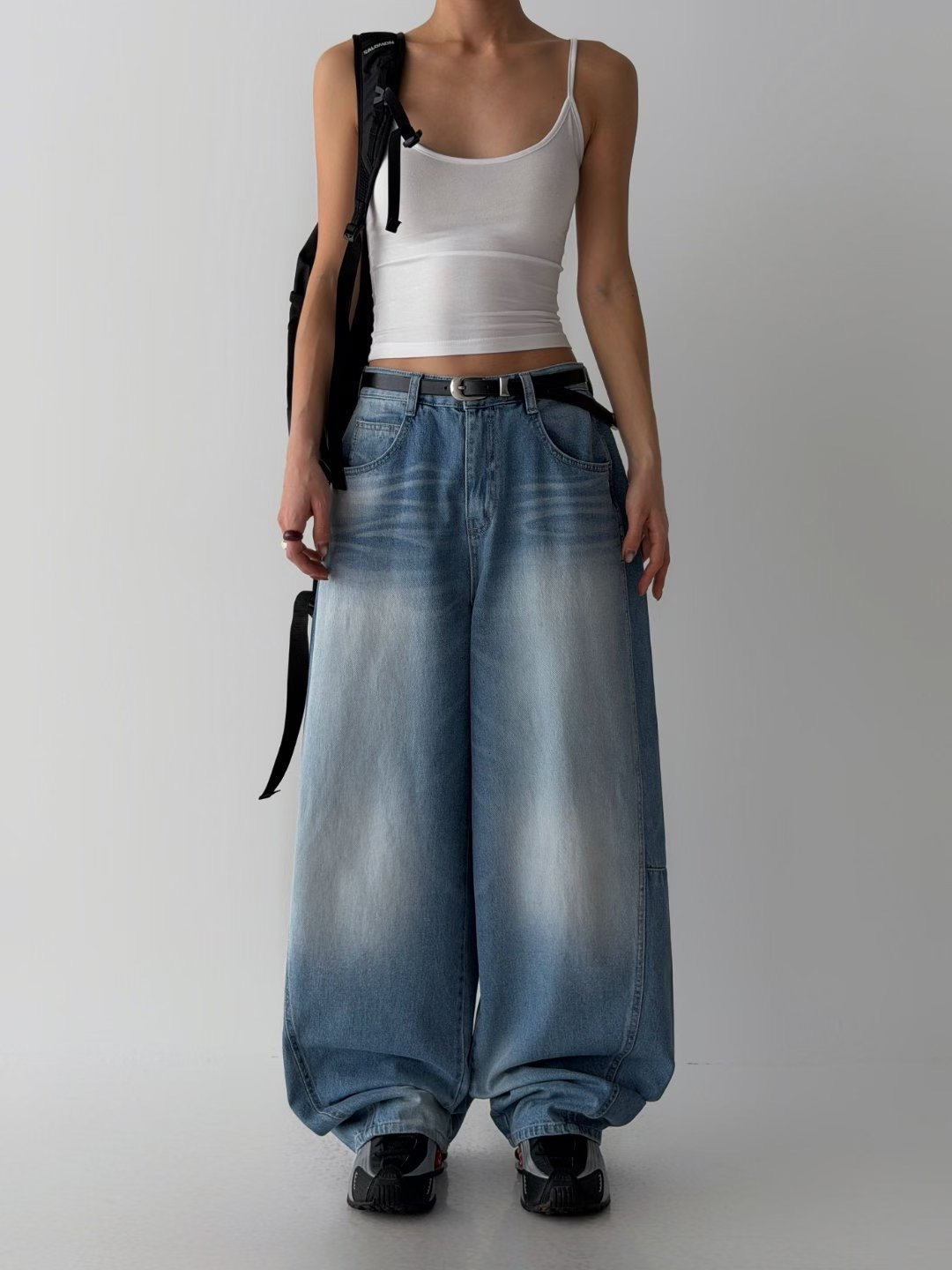 BLOCK韓國東大門直郵女裝新款推薦休閑熱賣牛仔褲不含腰帶BLOCK牛仔褲圖色1