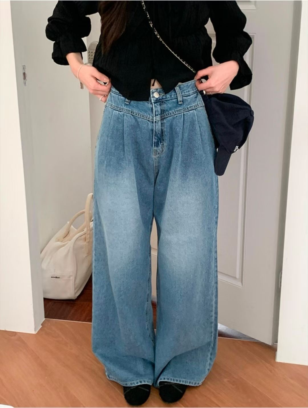 BLOCK韓國代購女士新品職業時尚26春夏推薦人氣休閑牛仔褲BLOCK牛仔褲圖色1