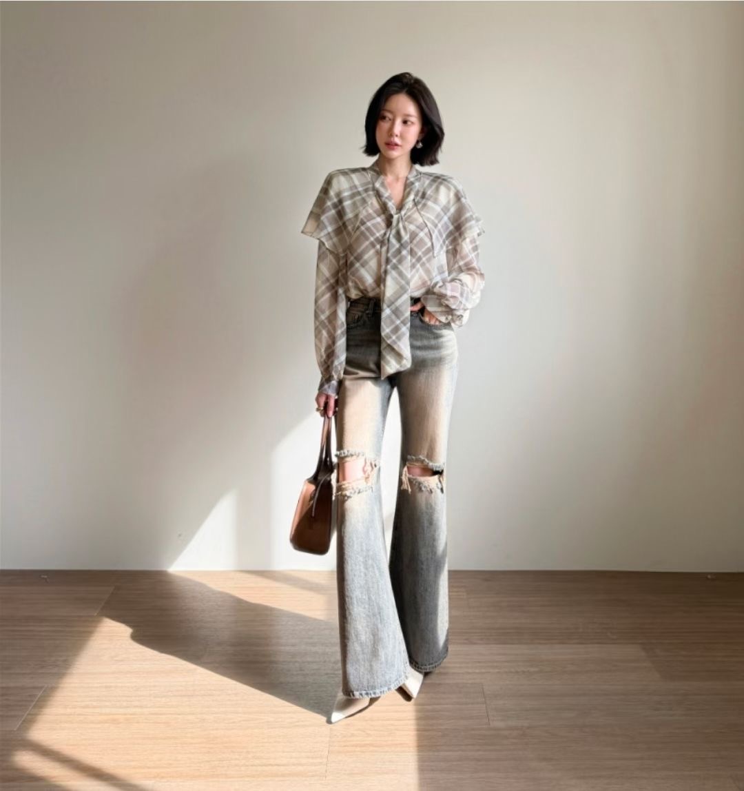 BLOCK韓國代購女士新款職業休閑人氣26春夏時尚推薦牛仔褲BLOCK牛仔褲