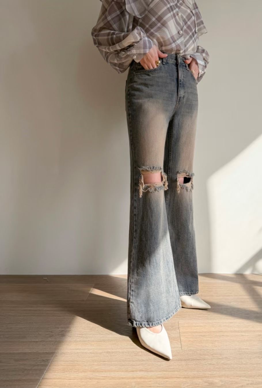 BLOCK韓國代購女士新款職業休閑人氣26春夏時尚推薦牛仔褲BLOCK牛仔褲圖色1