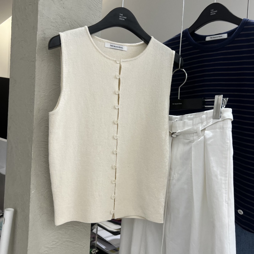 THE SECOND GROW韓國直郵實拍女士新款26春夏職業馬甲紐扣THE SECOND GROW馬甲圖色1