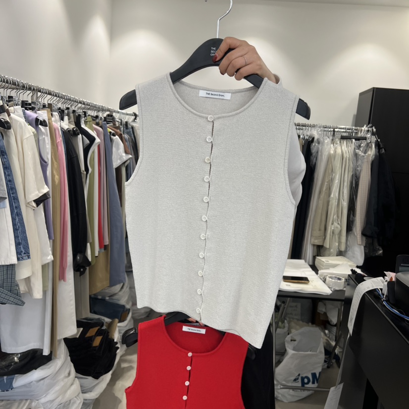 THE SECOND GROW韓國直郵實拍女士新款26春夏職業馬甲紐扣THE SECOND GROW馬甲圖色2