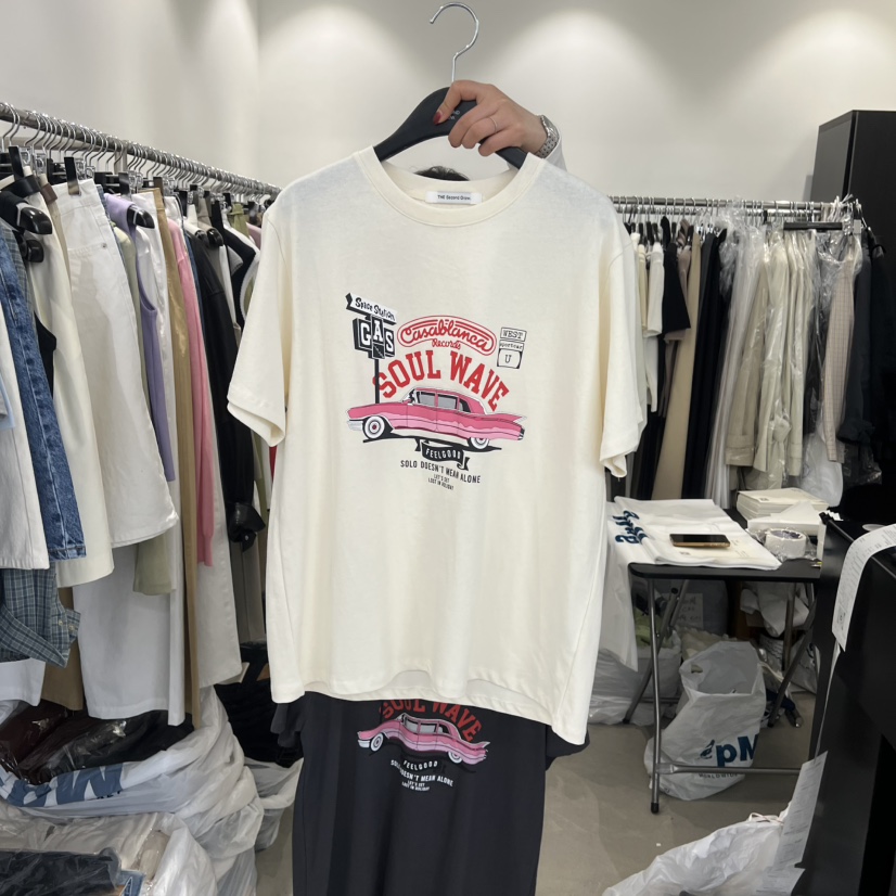 THE SECOND GROW韓國直郵女士新品推薦26春夏職業T恤復古THE SECOND GROWT恤圖色1