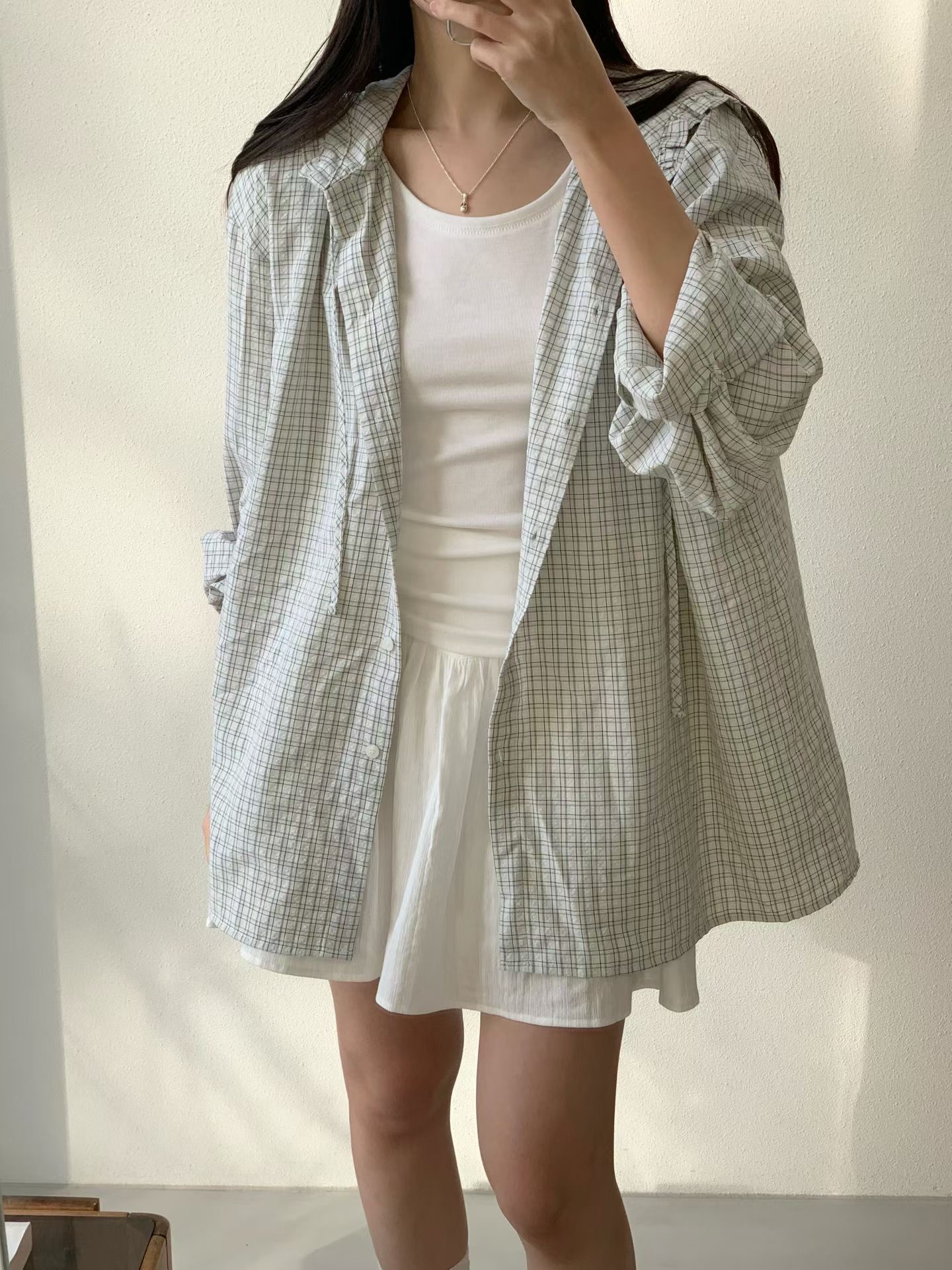 AND韓國直郵女士新品時尚26春夏職業推薦襯衫蕾絲衫連帽衫AND襯衫/蕾絲衫圖色2