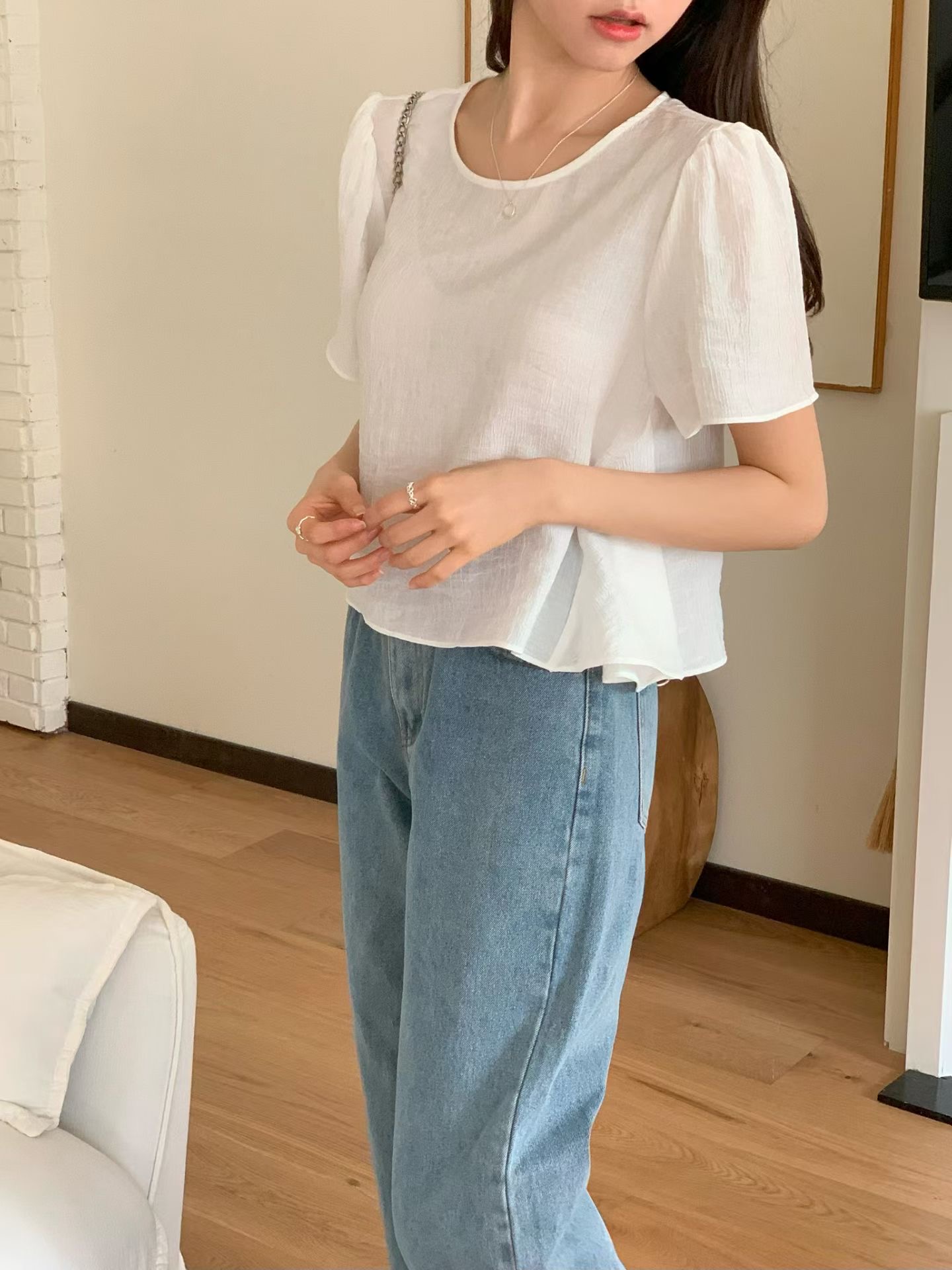 AND韓國代購女士新款人氣熱賣時尚26春夏職業休閑襯衫蕾絲衫AND襯衫/蕾絲衫