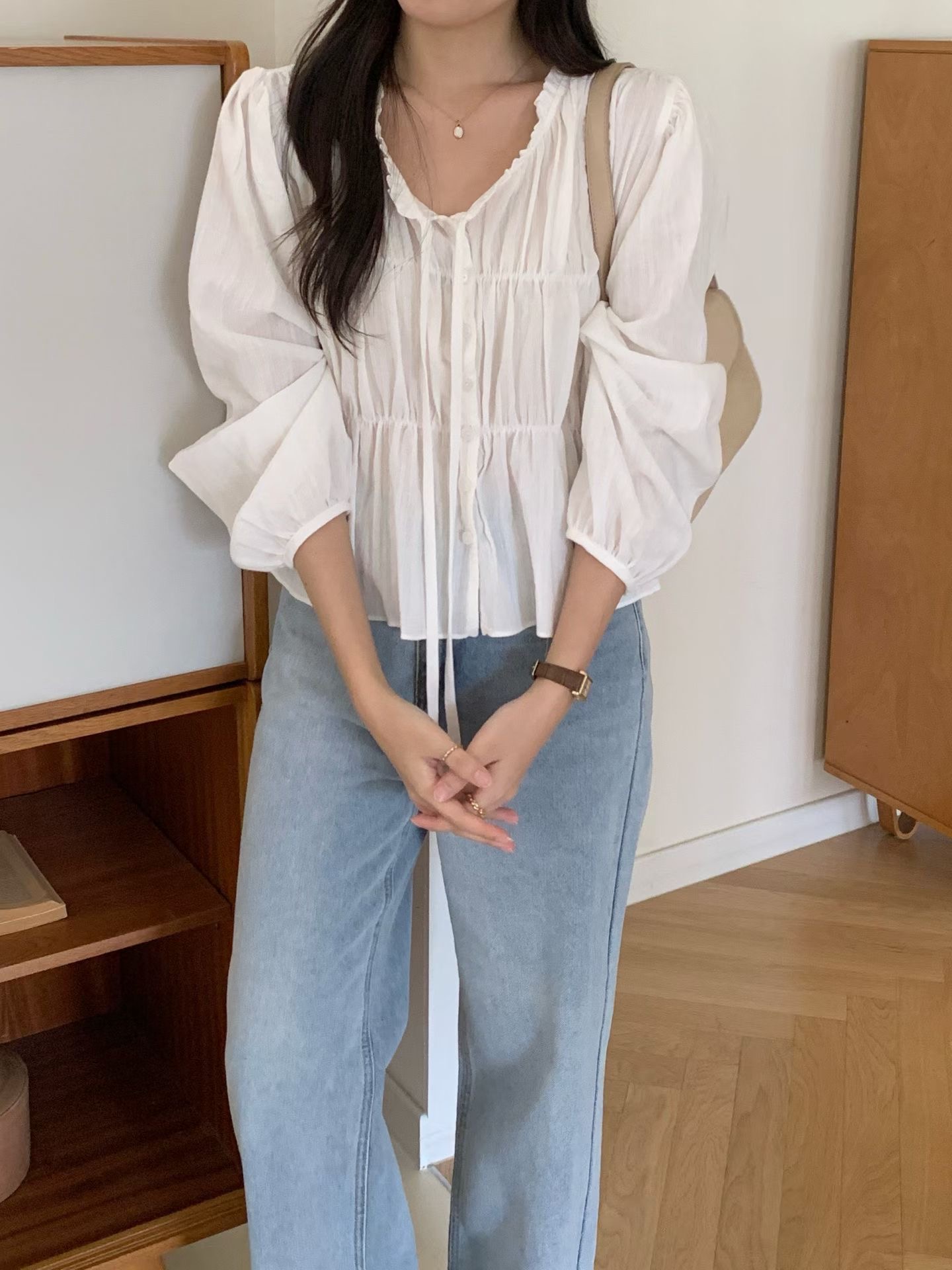 AND韓國東大門直郵女士新款職業人氣26春夏時尚襯衫蕾絲衫AND襯衫/蕾絲衫