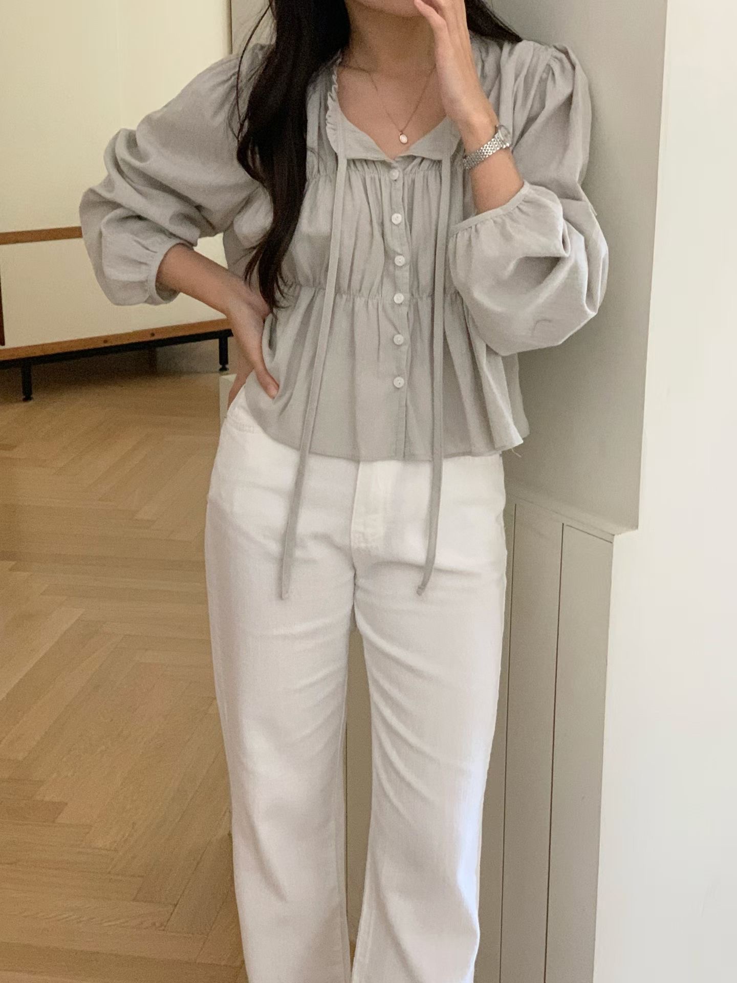 AND韓國東大門直郵女士新款職業人氣26春夏時尚襯衫蕾絲衫AND襯衫/蕾絲衫