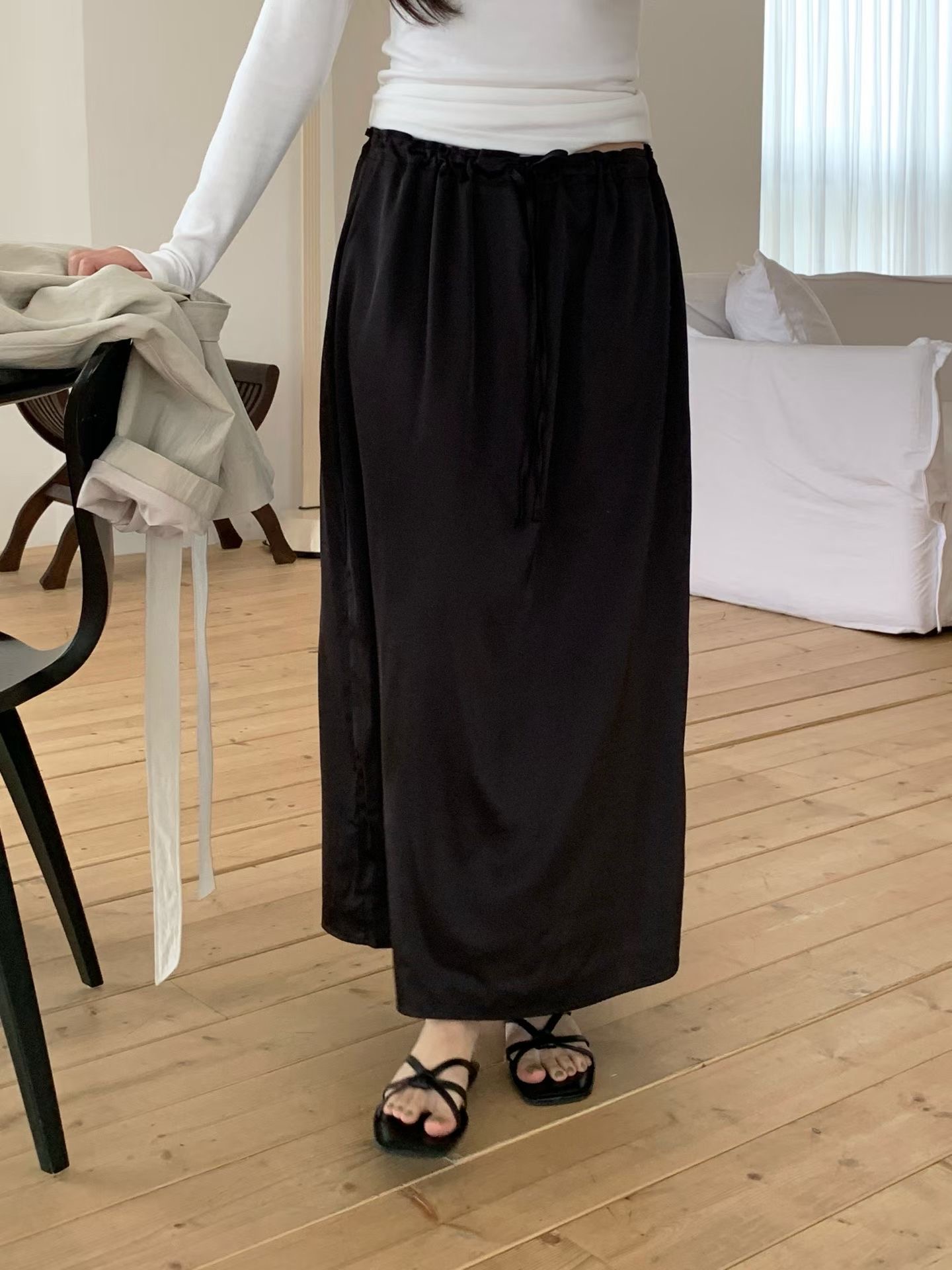 AND韓國東大門直郵女裝新款熱賣26春夏人氣推薦職業長裙緞面AND長裙圖色2