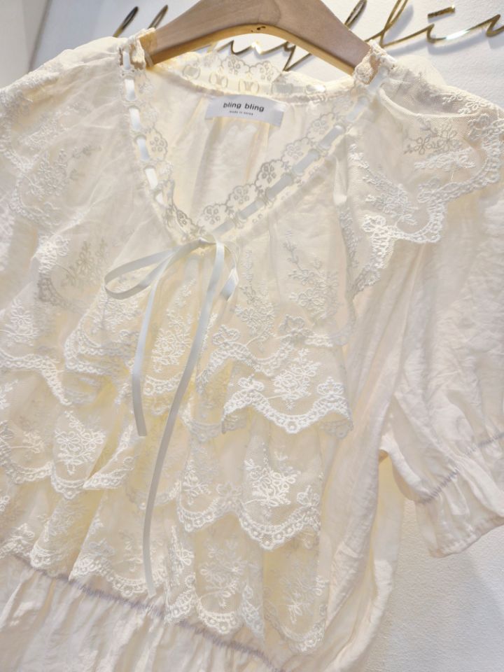 RICO/BLING BLING-S韓國直郵實拍女裝新品休閑襯衫蕾絲衫RICO/BLING BLING-S襯衫/蕾絲衫