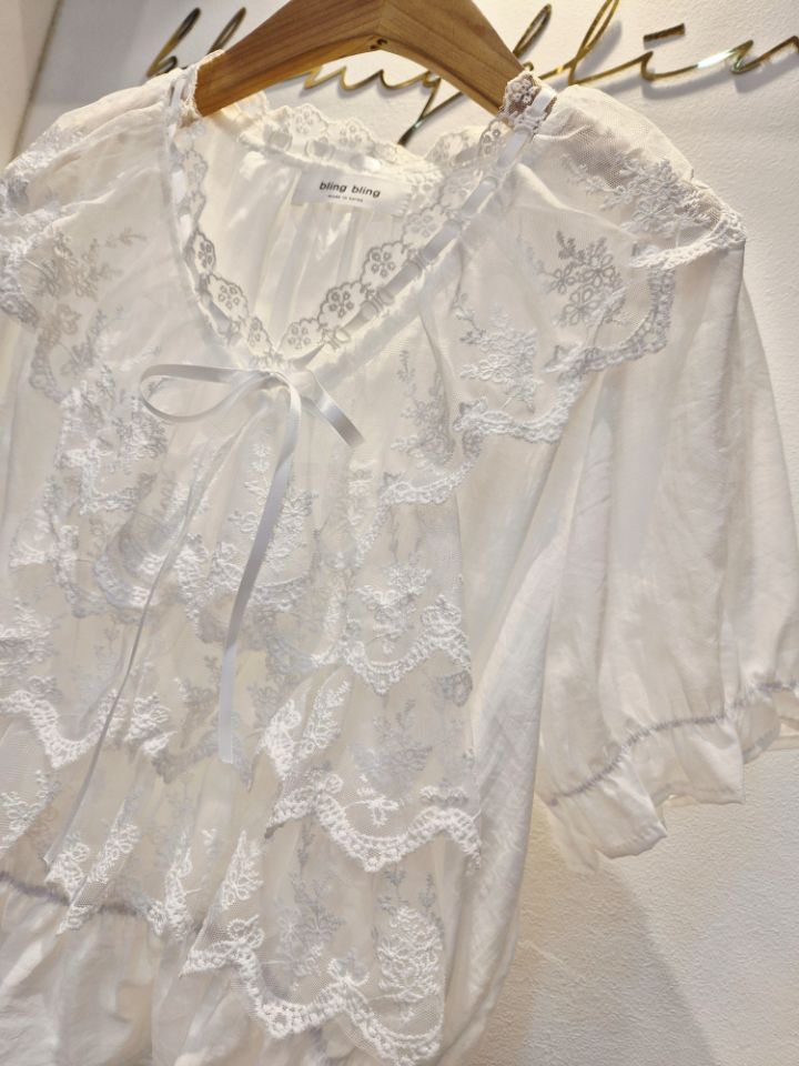 RICO/BLING BLING-S韓國直郵實拍女裝新品休閑襯衫蕾絲衫RICO/BLING BLING-S襯衫/蕾絲衫
