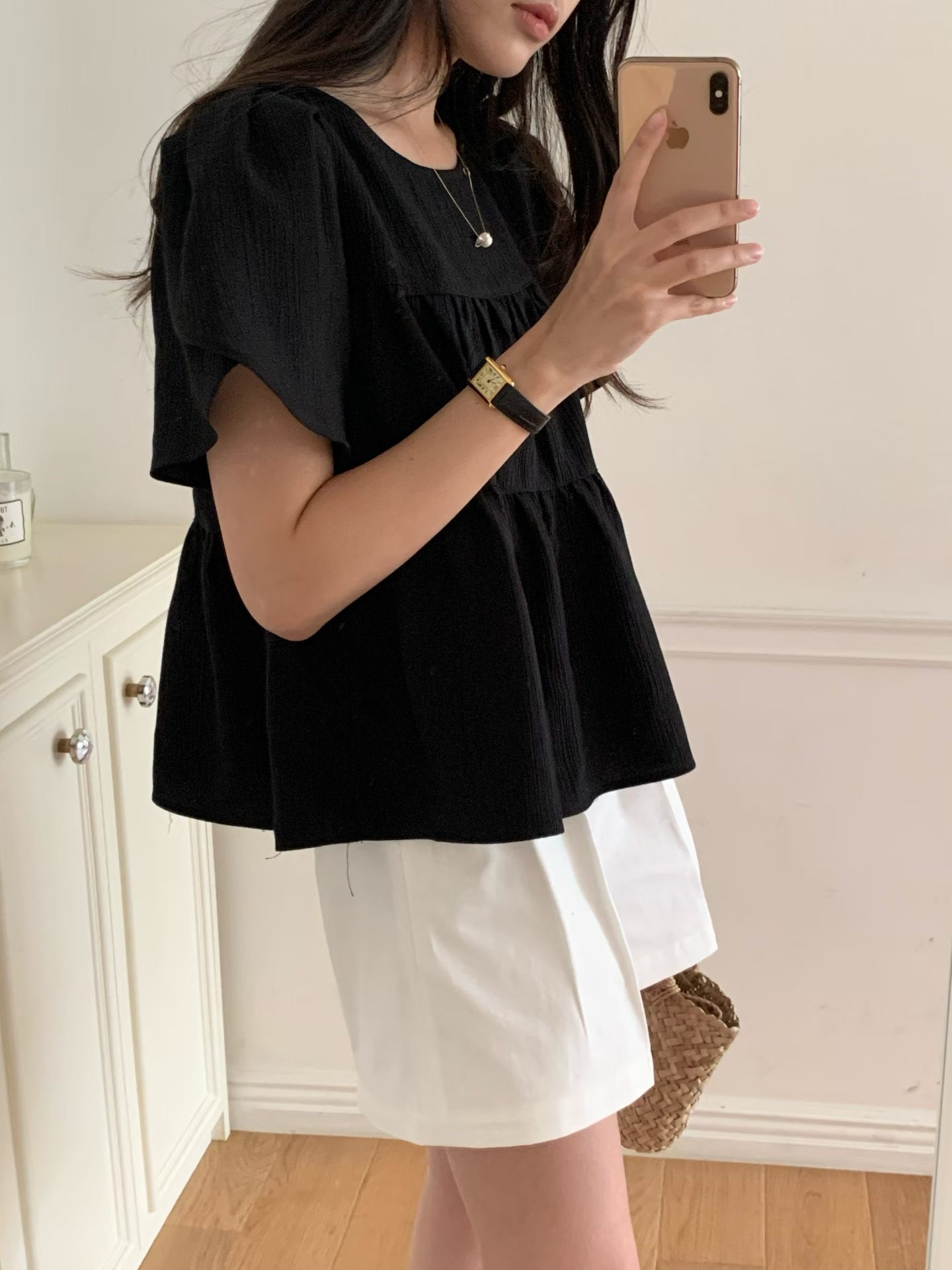 AND韓國東大門代購女裝新款人氣休閑熱賣職業襯衫蕾絲衫褶皺AND襯衫/蕾絲衫