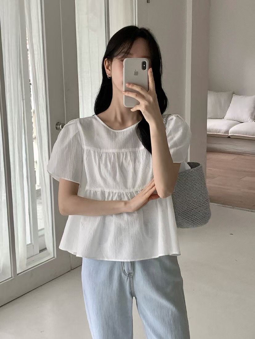 AND韓國東大門代購女裝新款人氣休閑熱賣職業襯衫蕾絲衫褶皺AND襯衫/蕾絲衫