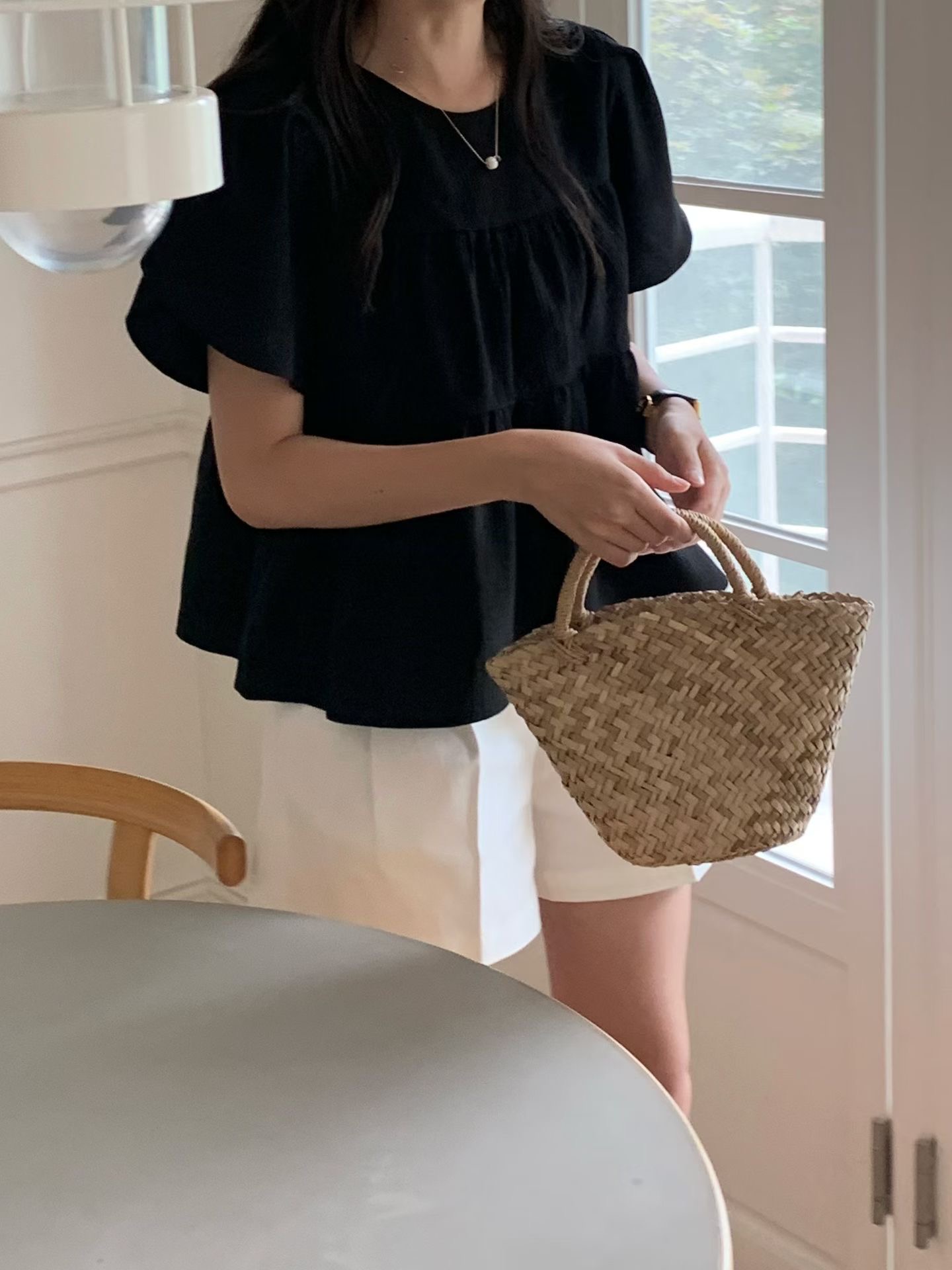 AND韓國東大門代購女裝新款人氣休閑熱賣職業襯衫蕾絲衫褶皺AND襯衫/蕾絲衫圖色2