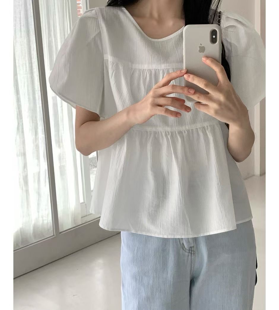 AND韓國東大門代購女裝新款人氣休閑熱賣職業襯衫蕾絲衫褶皺AND襯衫/蕾絲衫圖色3