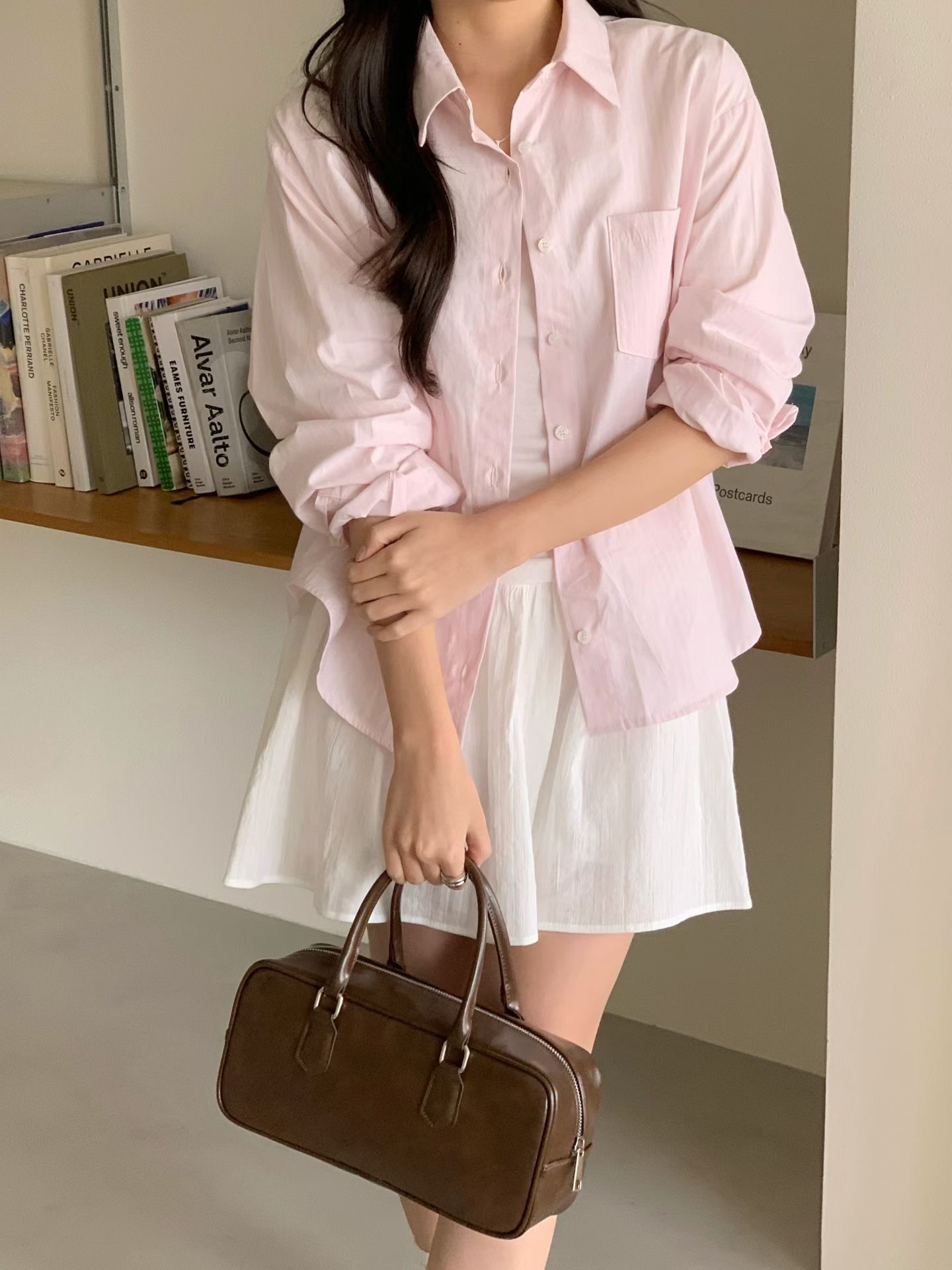 AND韓國代購女裝新品人氣熱賣推薦休閑時尚襯衫蕾絲衫條紋AND襯衫/蕾絲衫圖色2