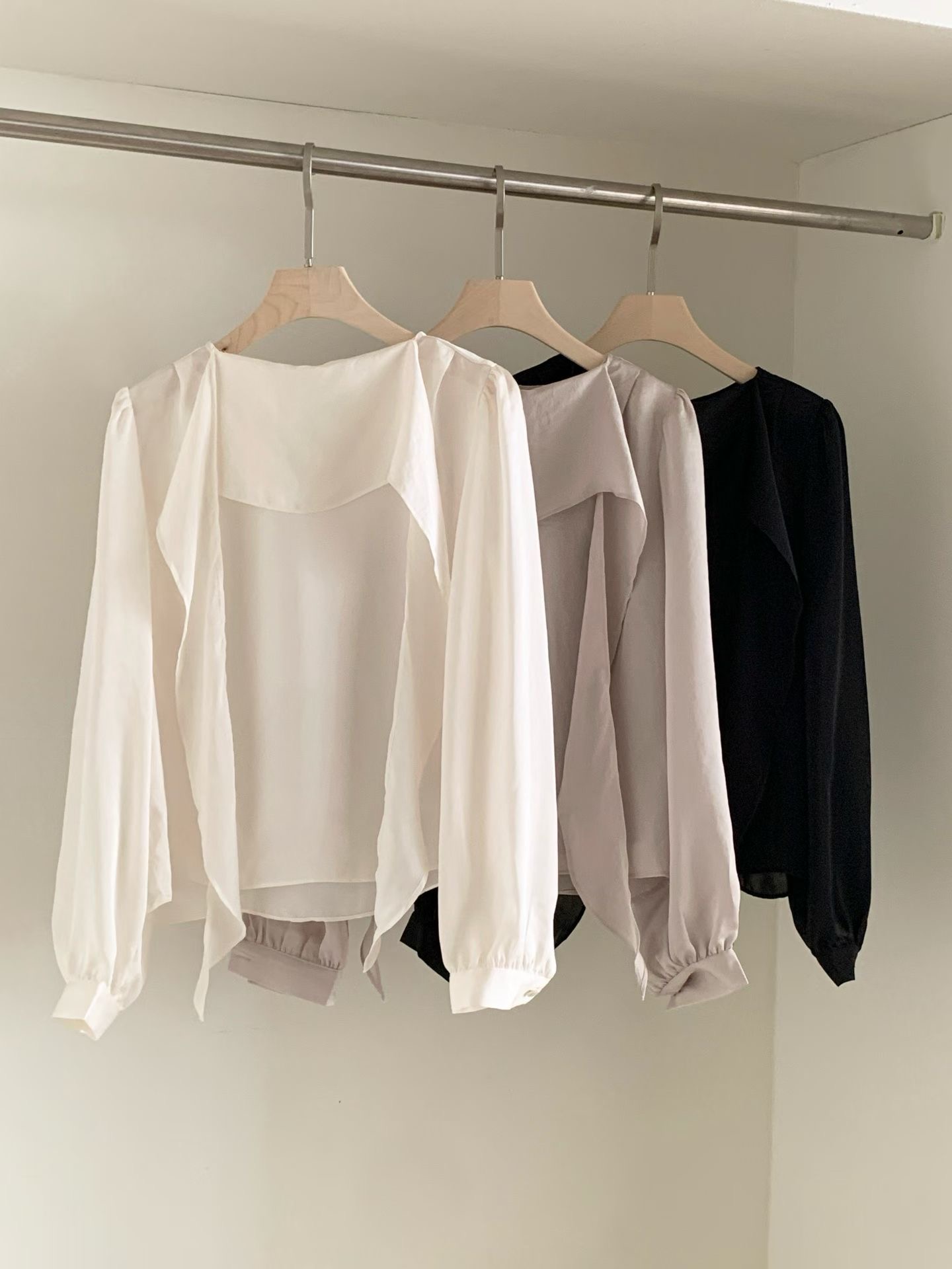 AND韓國代購女士新品休閑推薦人氣26春夏職業襯衫蕾絲衫圍巾AND襯衫/蕾絲衫圖色3左三色