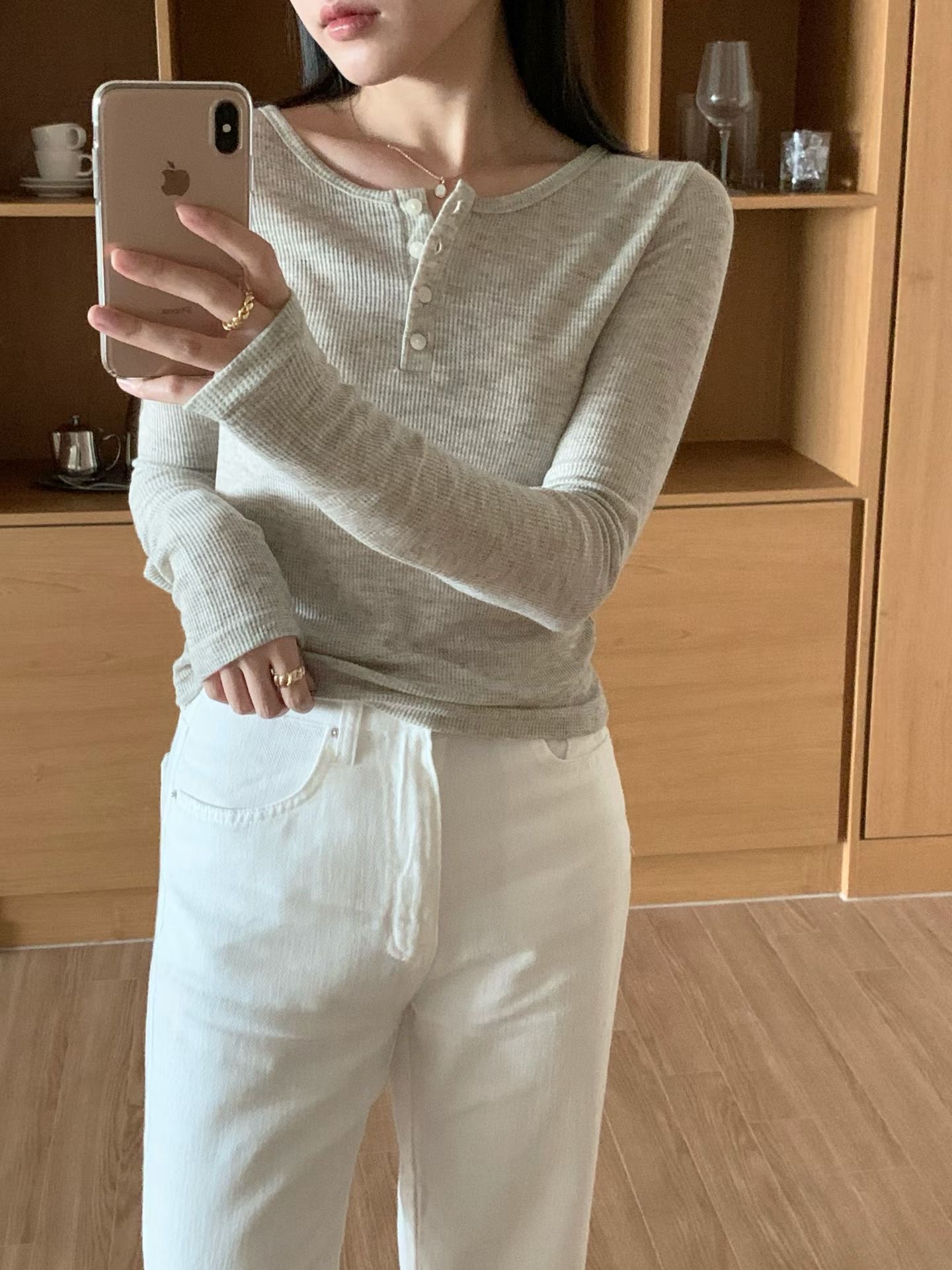 AND韓國東大門直郵女士新品推薦熱賣職業長袖T恤不含內搭AND長袖T恤圖色2