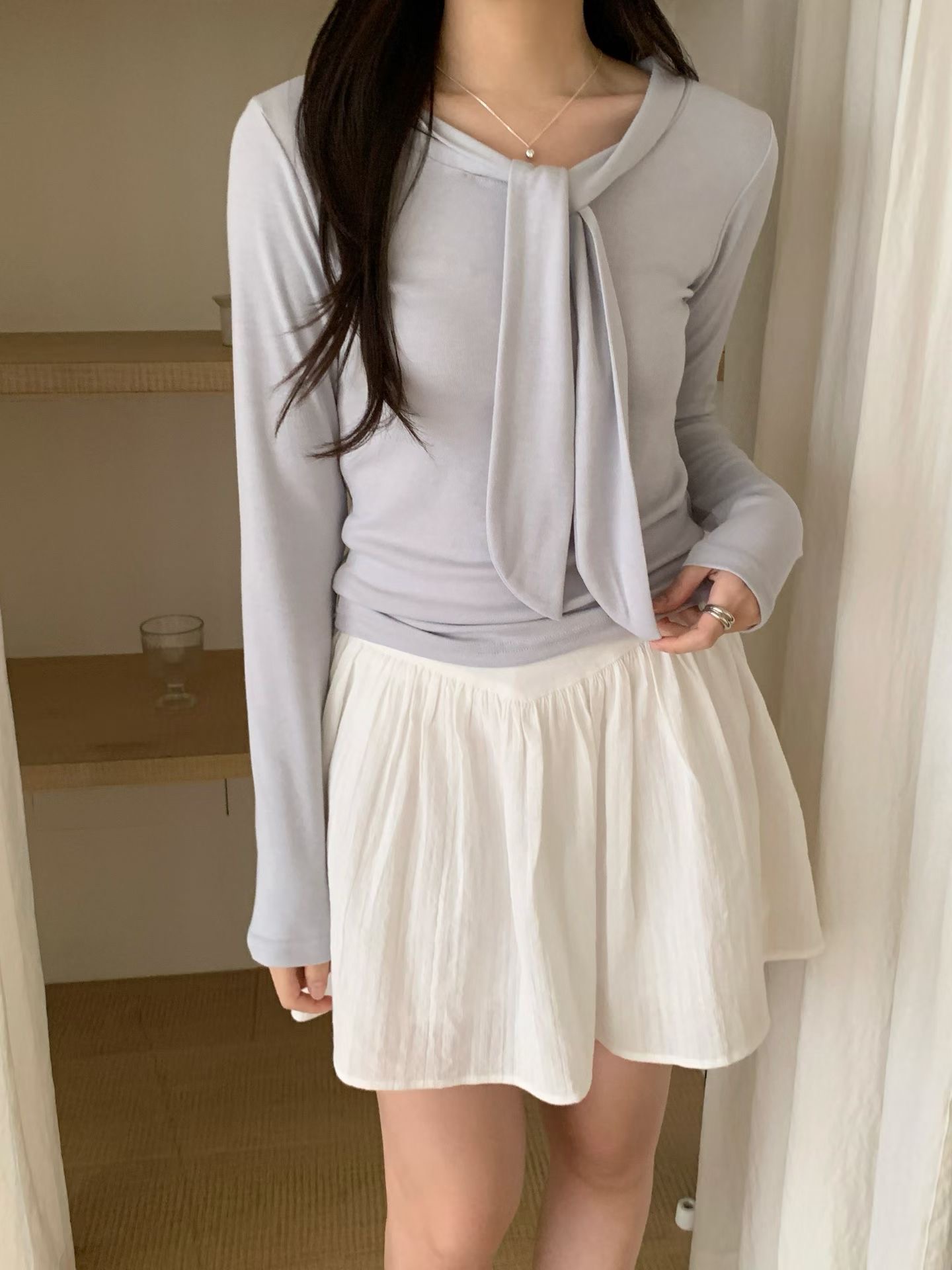 AND韓國東大門代購女士新款時尚休閑26春夏職業推薦長袖T恤AND長袖T恤圖色2