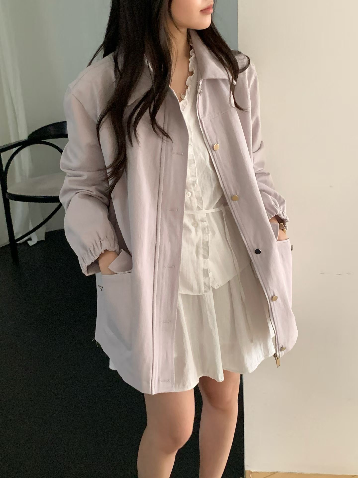 AND韓國直郵女士新款時尚26春夏人氣職業熱賣夾克不含圍巾AND夾克